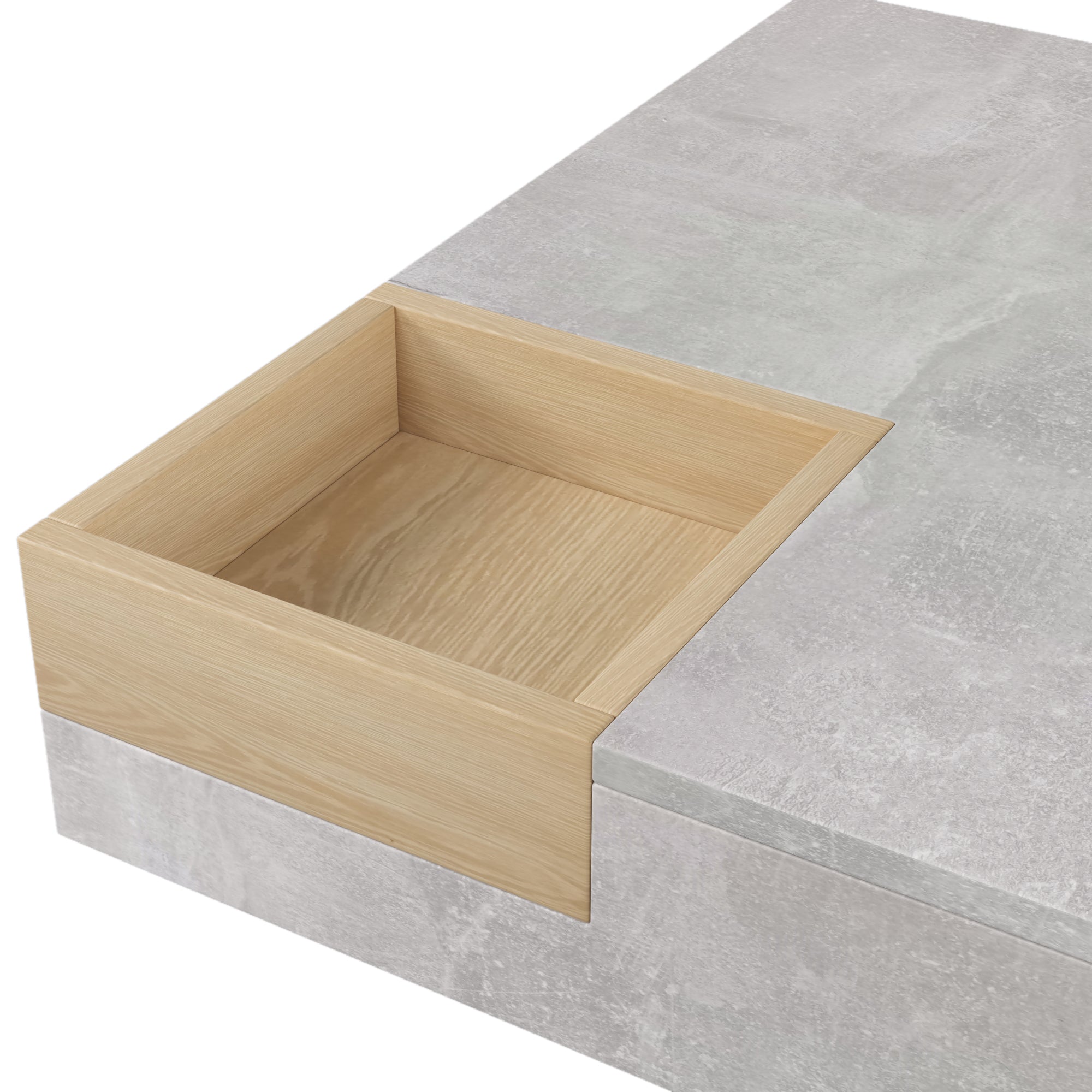 Logidon salontafel betongrijs uitneembare opbergbak 72x72 cm