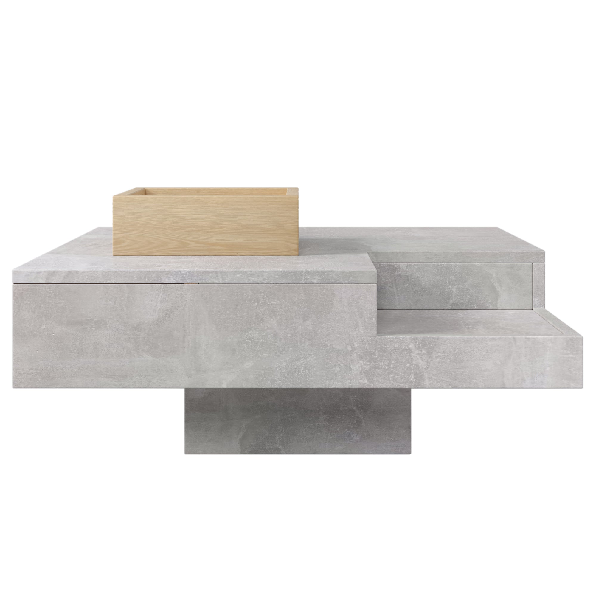 Logidon salontafel betongrijs uitneembare opbergbak 72x72 cm