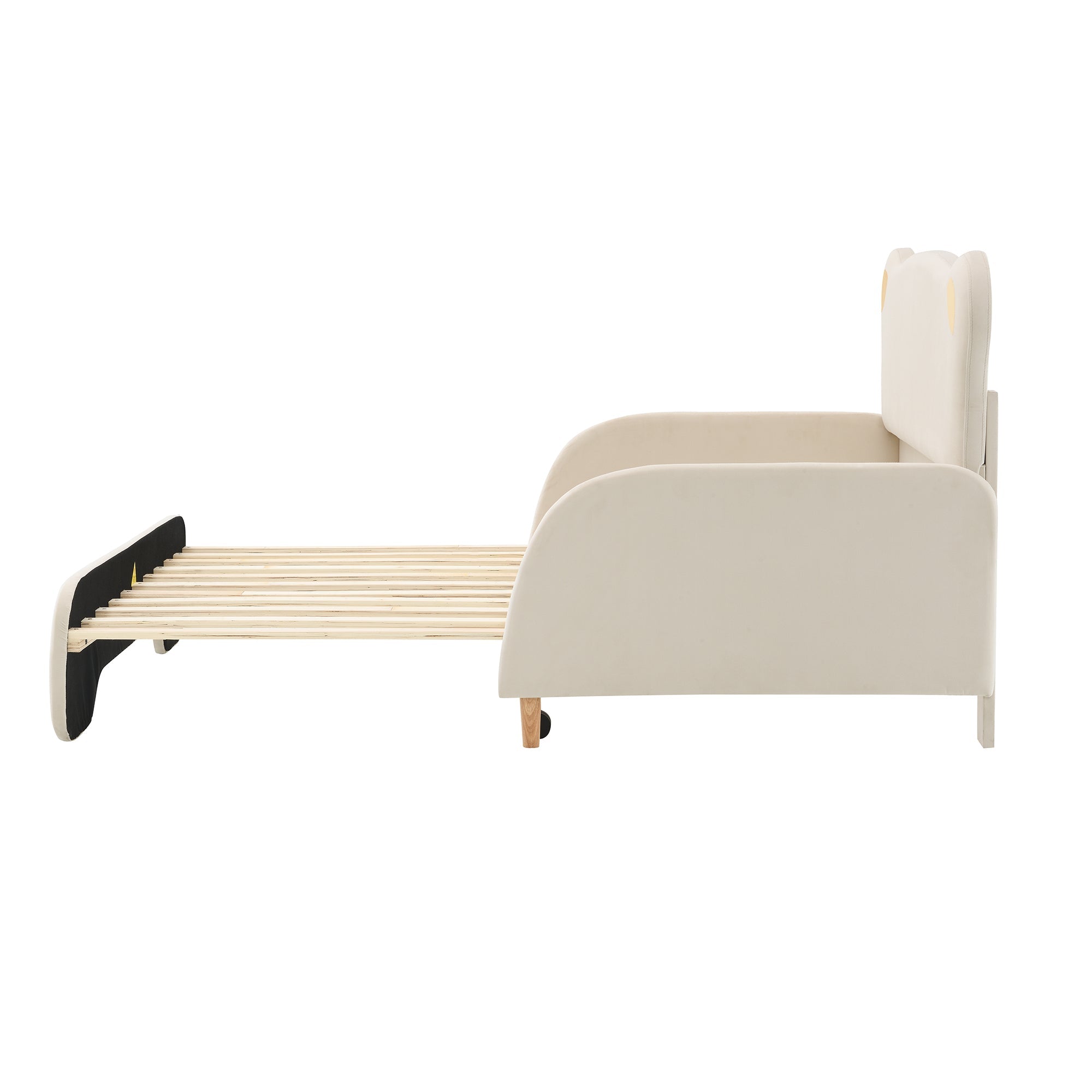 Logidon beerbed tweepersoonsbed met matras fluweel beige 140x200cm