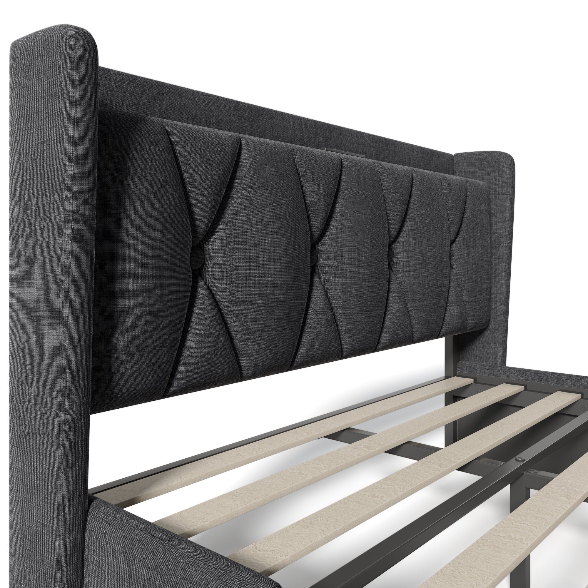 Logidon gestoffeerd bed 160x200 grijs met USB oplaadfunctie en 4 lades