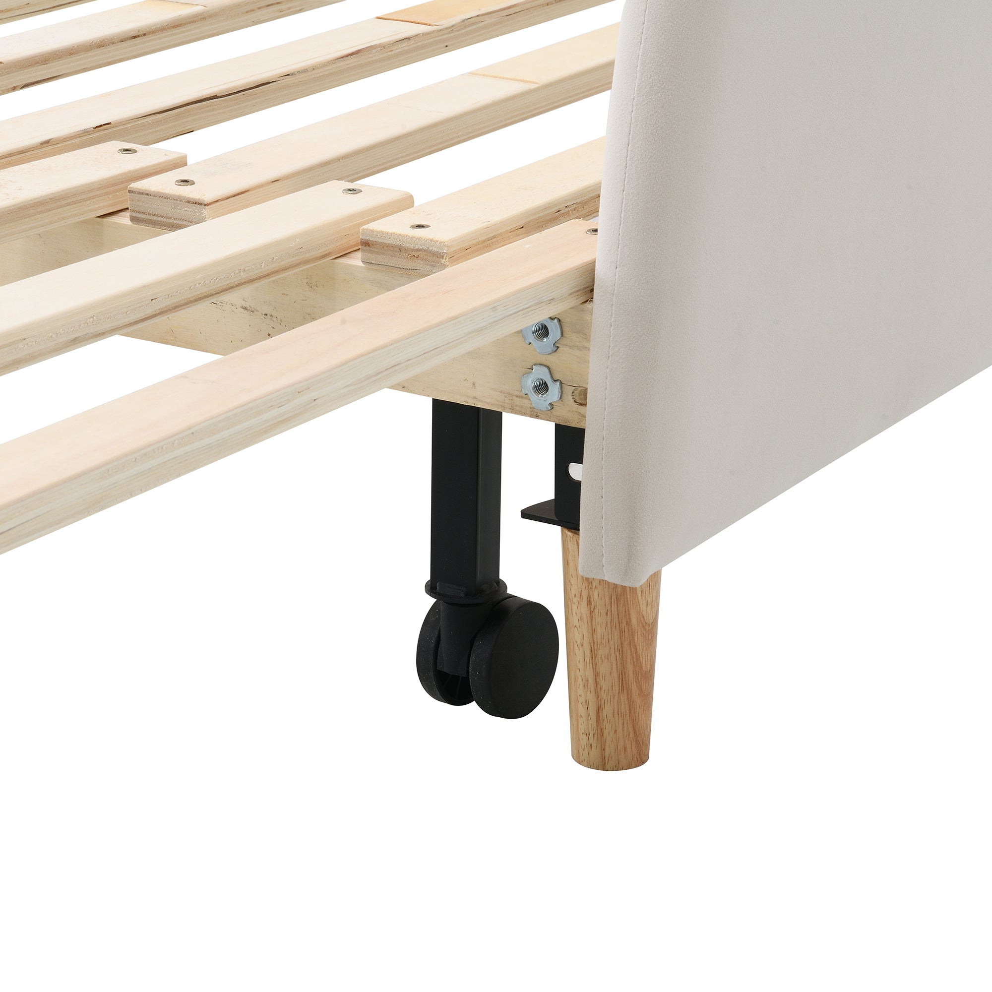 Logidon Beervorm Tweepersoonsbed Fluweel Beige 140x200 cm Uitschuifbaar