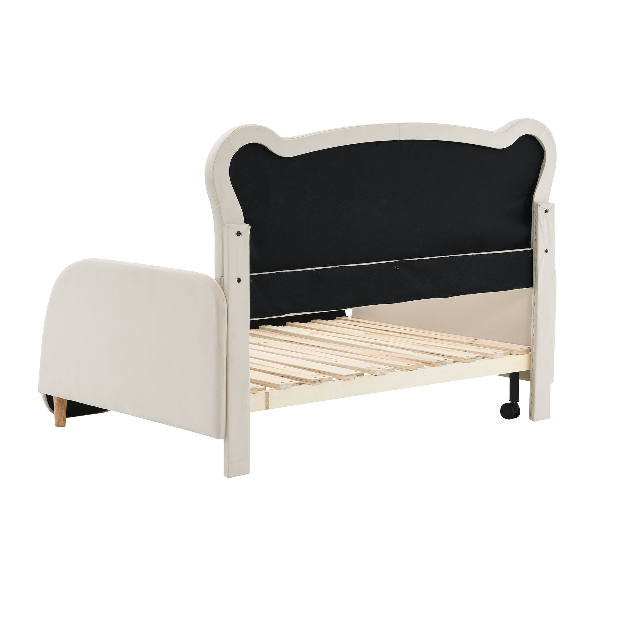 Logidon Beervorm Tweepersoonsbed Fluweel Beige 140x200 cm Uitschuifbaar