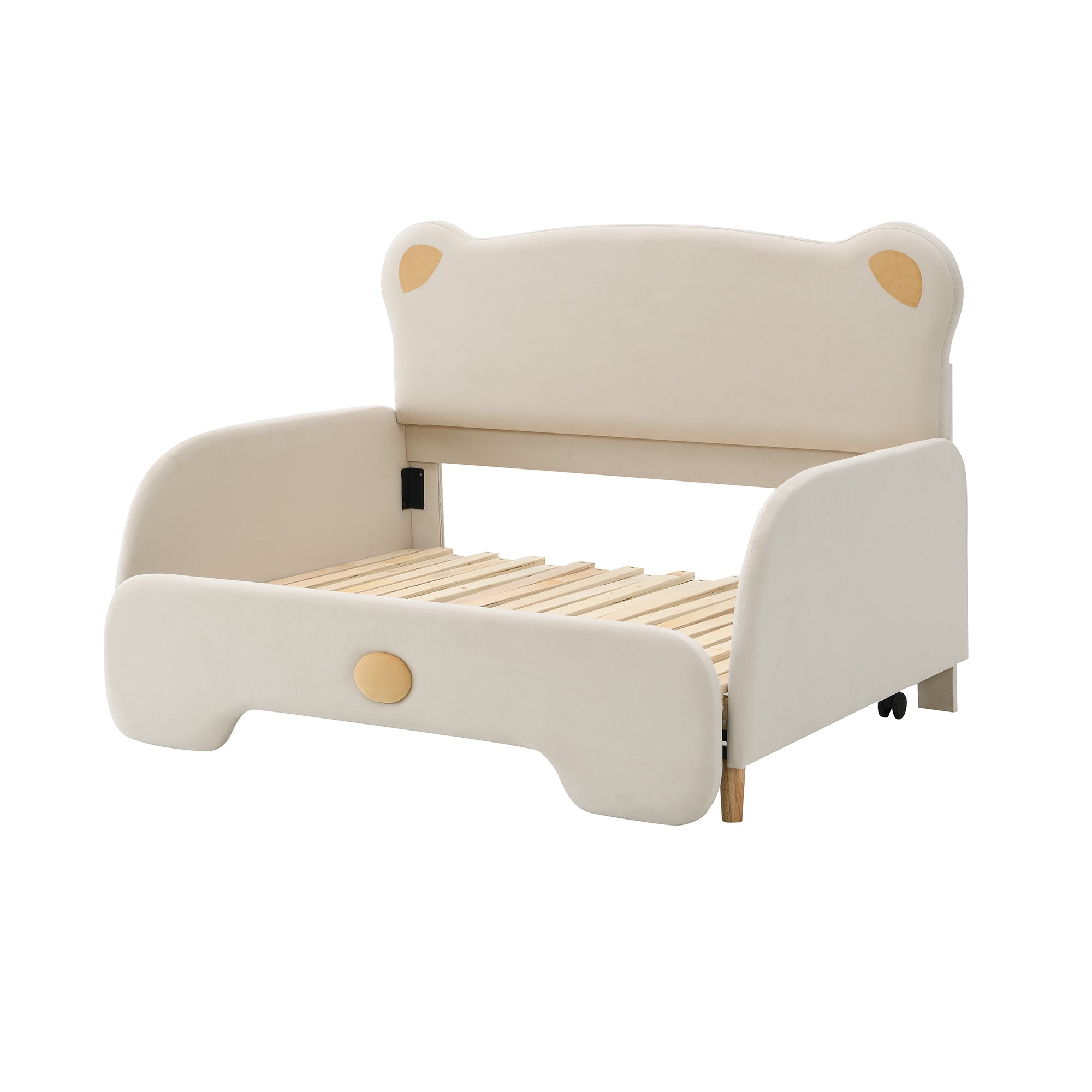 Logidon Beervorm Tweepersoonsbed Fluweel Beige 140x200 cm Uitschuifbaar