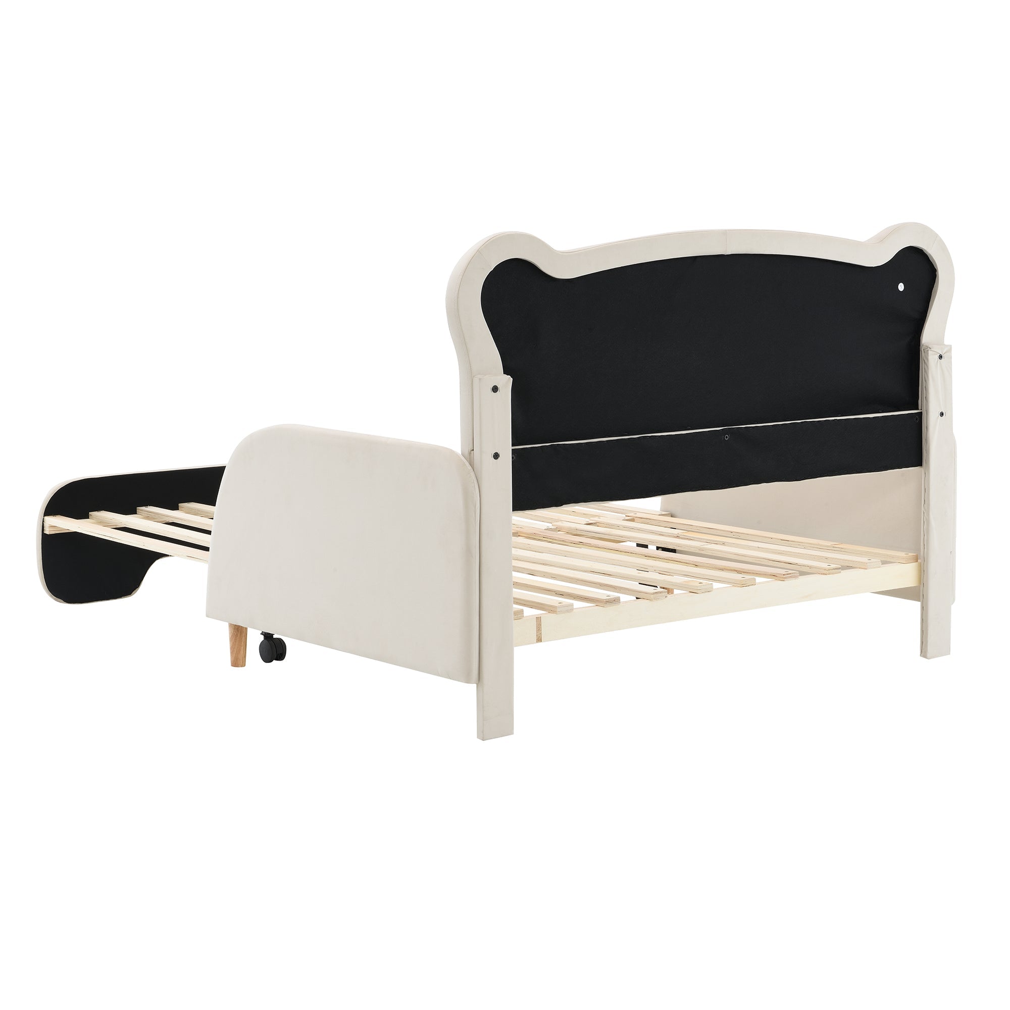 Logidon Beervorm Tweepersoonsbed Fluweel Beige 140x200 cm Uitschuifbaar