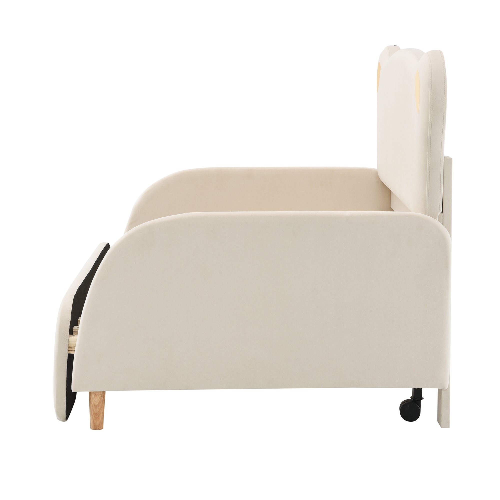 Logidon Beervorm Tweepersoonsbed Fluweel Beige 140x200 cm Uitschuifbaar
