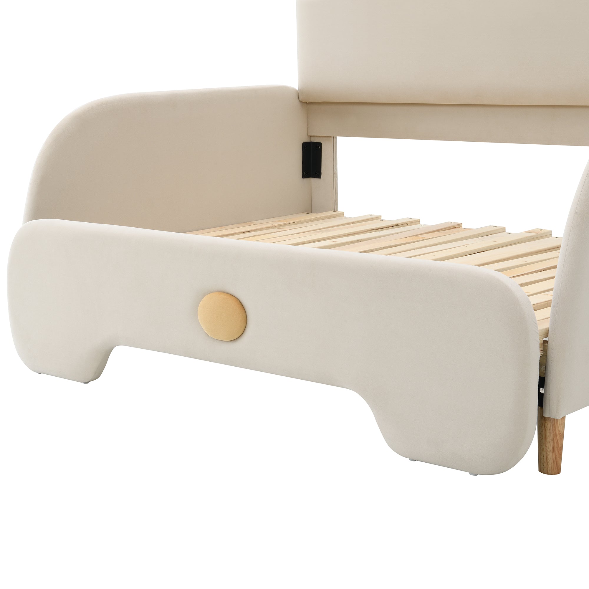 Logidon Beervorm Tweepersoonsbed Fluweel Beige 140x200 cm Uitschuifbaar