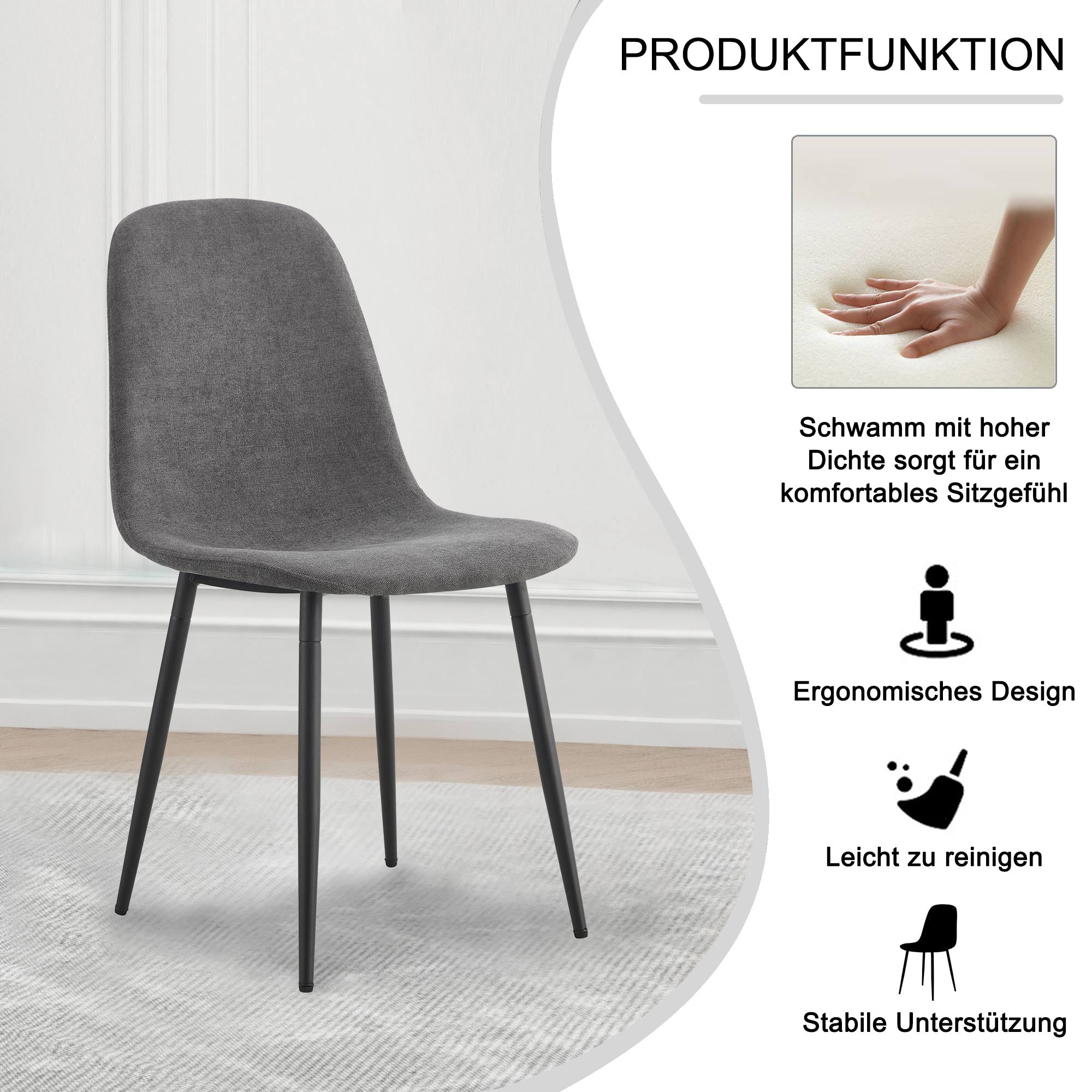 Logidon eetgroep 5-delige moderne gedekte tafel marmeren tafel grijze stoelen
