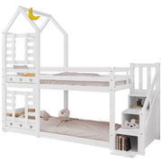 Logidon kinderbed boomhut hoogslaper 90x200 wit met valbeveiliging