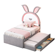 Logidon children's bed 90x200 upholstered bed velvet sofa bed extendable gray