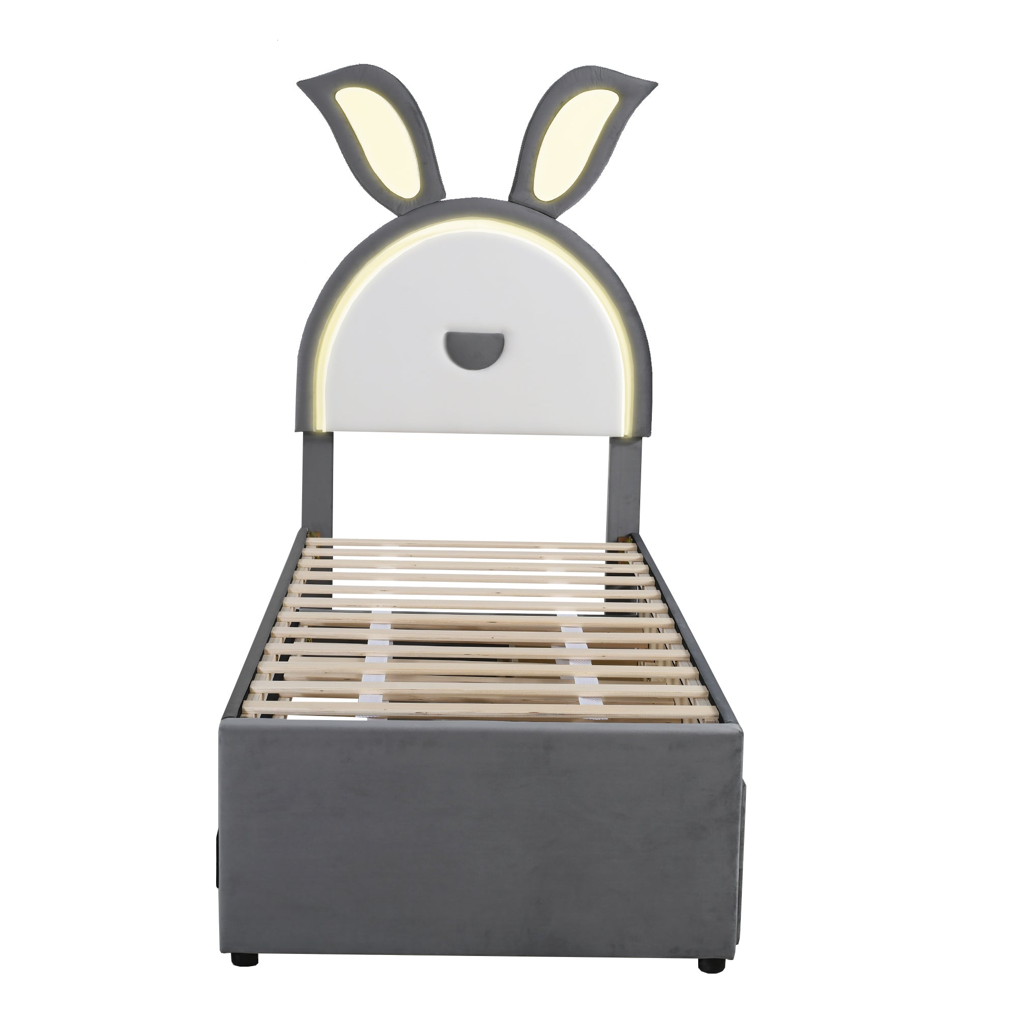 Logidon children's bed 90x200 upholstered bed velvet sofa bed extendable gray