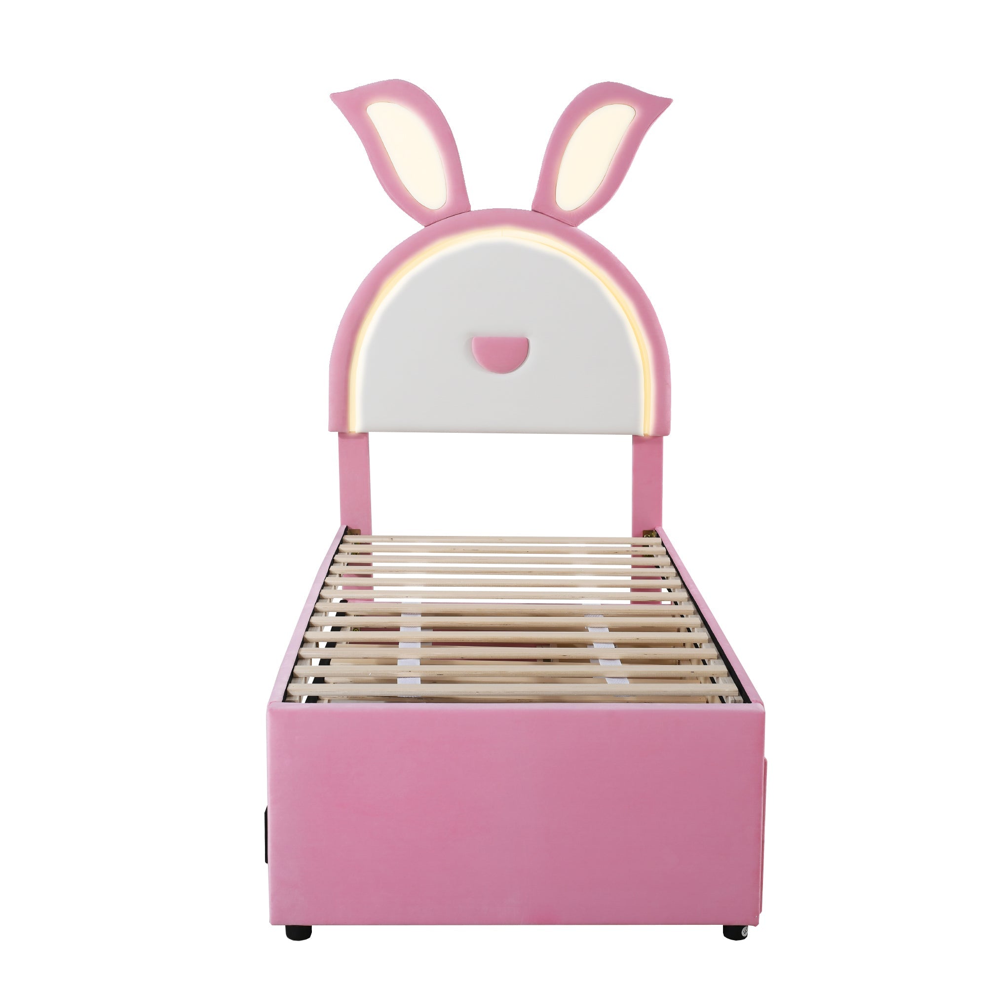 Logidon kinderbed gestoffeerd bed 90 x 200 cm roze fluwelen stoffen slaapbank