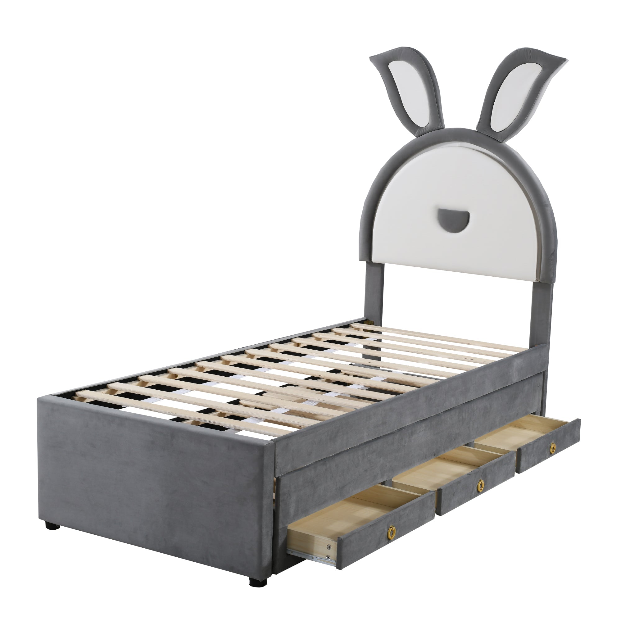 Logidon children's bed 90x200 upholstered bed velvet sofa bed extendable gray