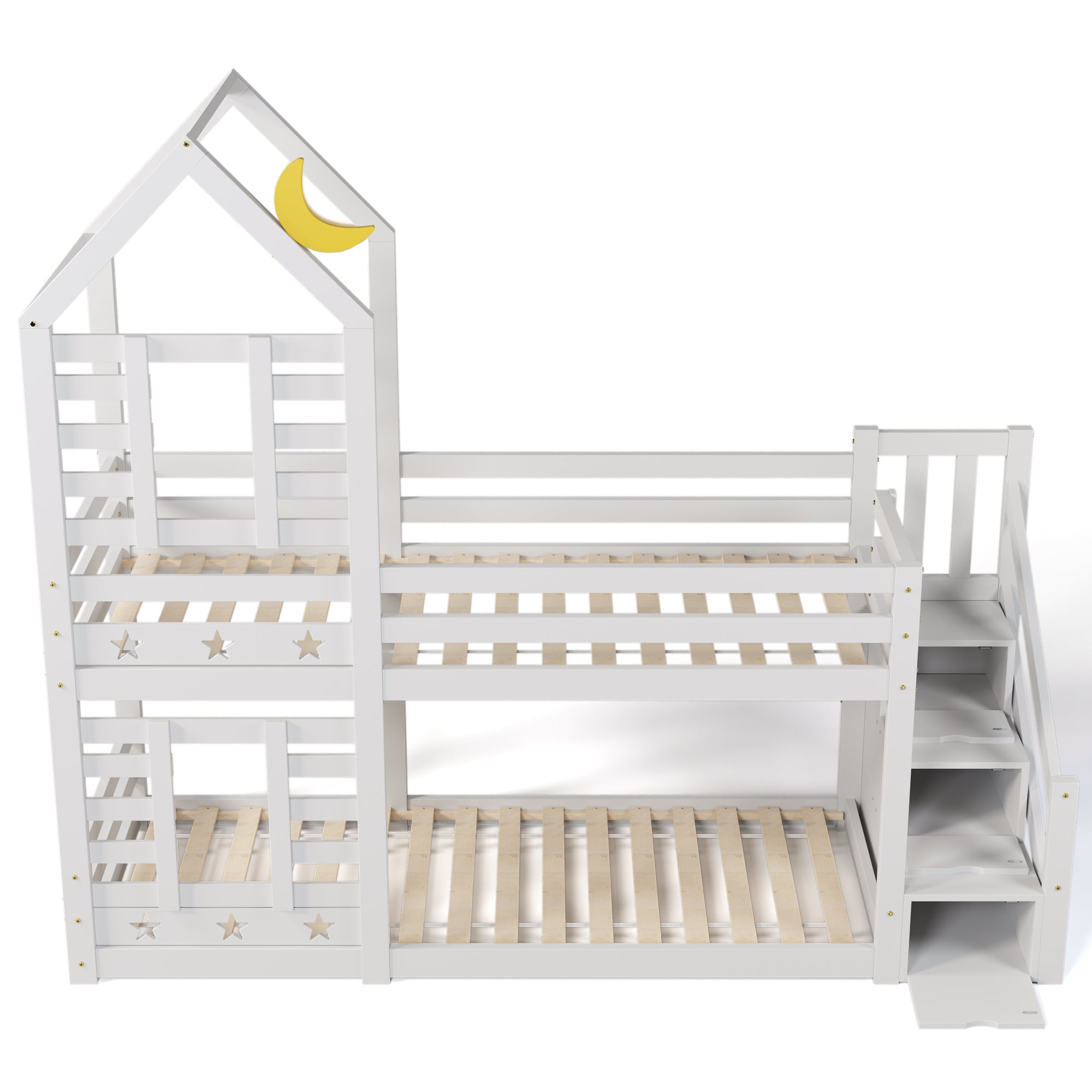 Logidon kinderbed boomhut hoogslaper 90x200 wit met valbeveiliging