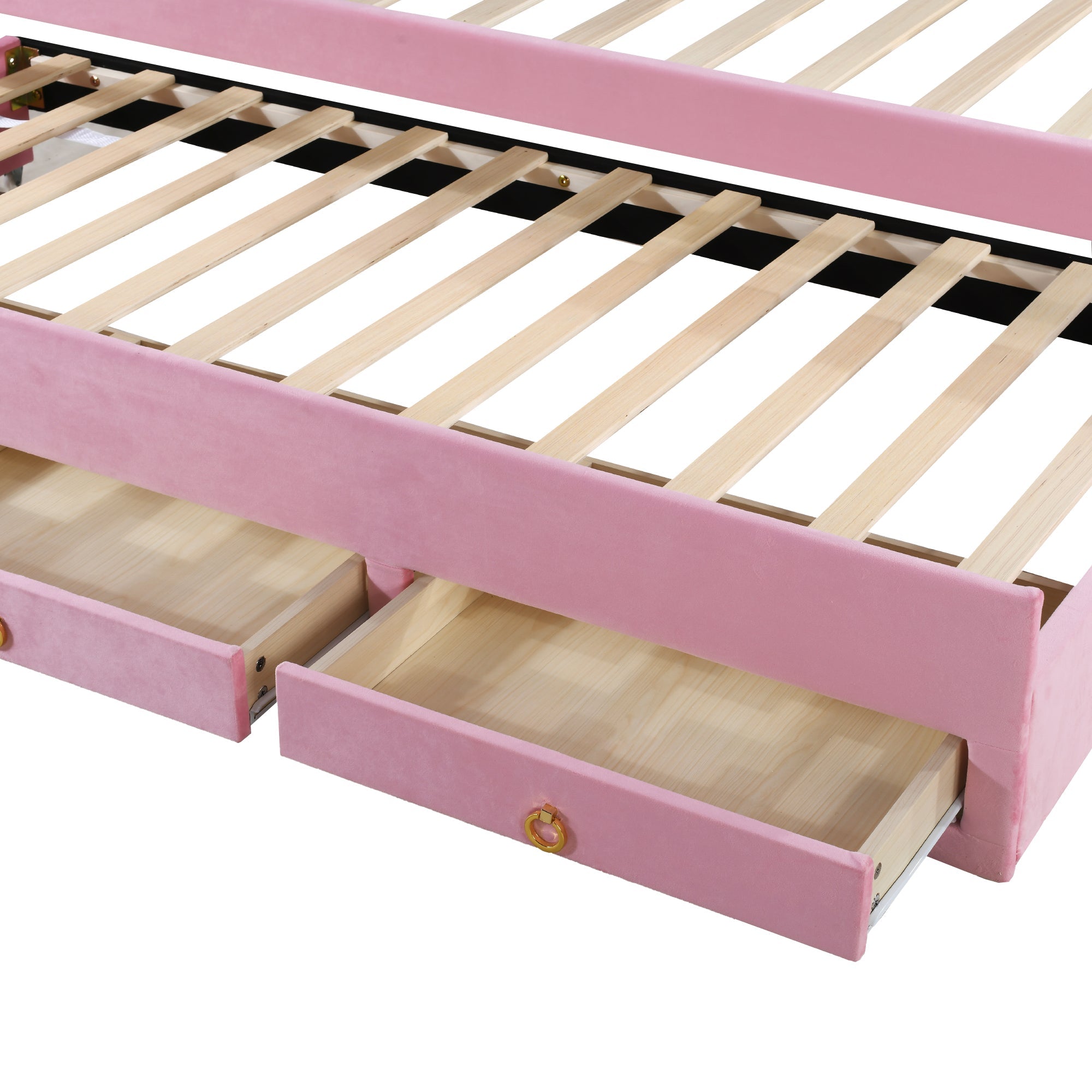 Logidon kinderbed gestoffeerd bed 90 x 200 cm roze fluwelen stoffen slaapbank