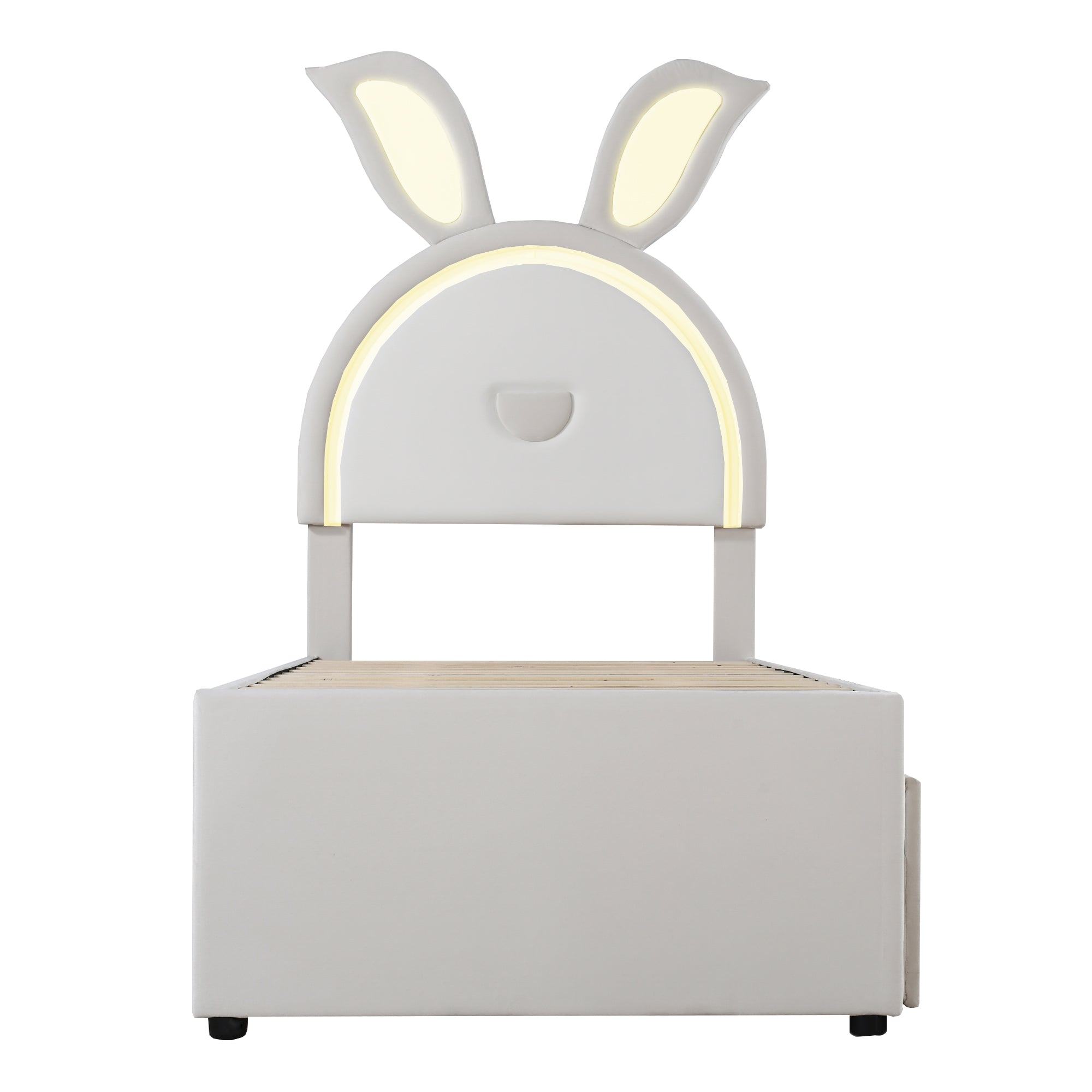 Logidon kinderbed 90x200 beige gestoffeerd bed slaapbank uitschuifbaar bed