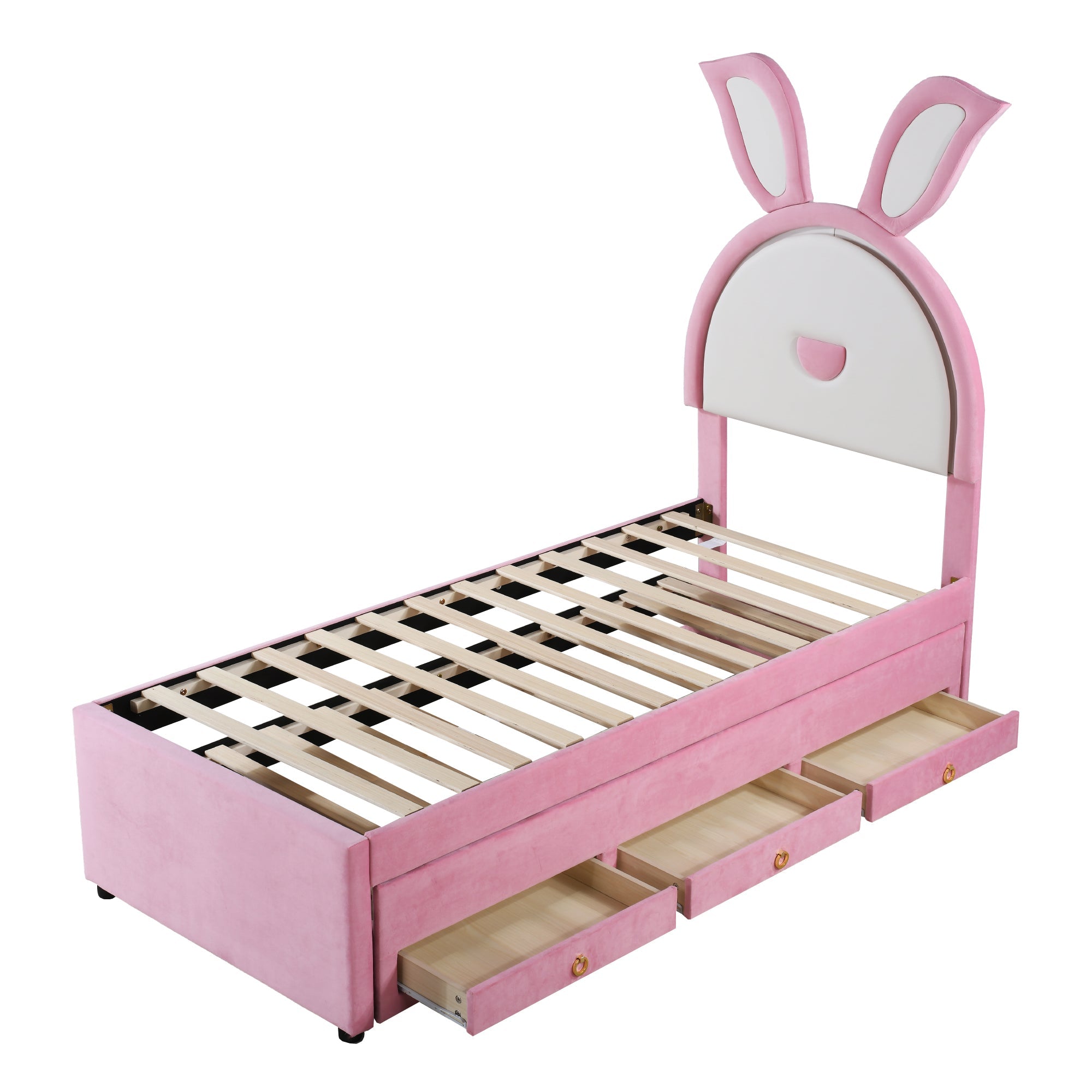 Logidon kinderbed gestoffeerd bed 90 x 200 cm roze fluwelen stoffen slaapbank