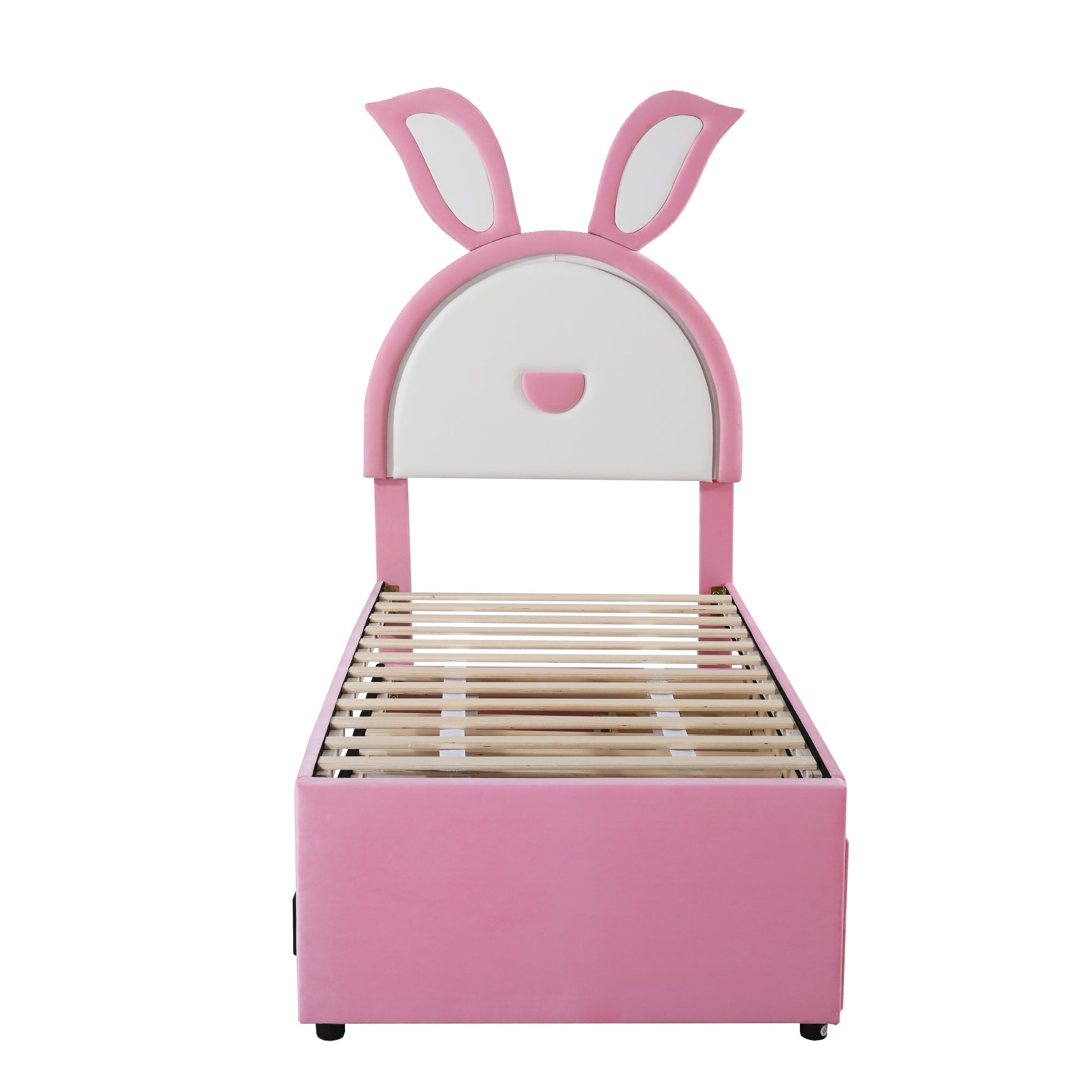 Logidon kinderbed gestoffeerd bed 90 x 200 cm roze fluwelen stoffen slaapbank