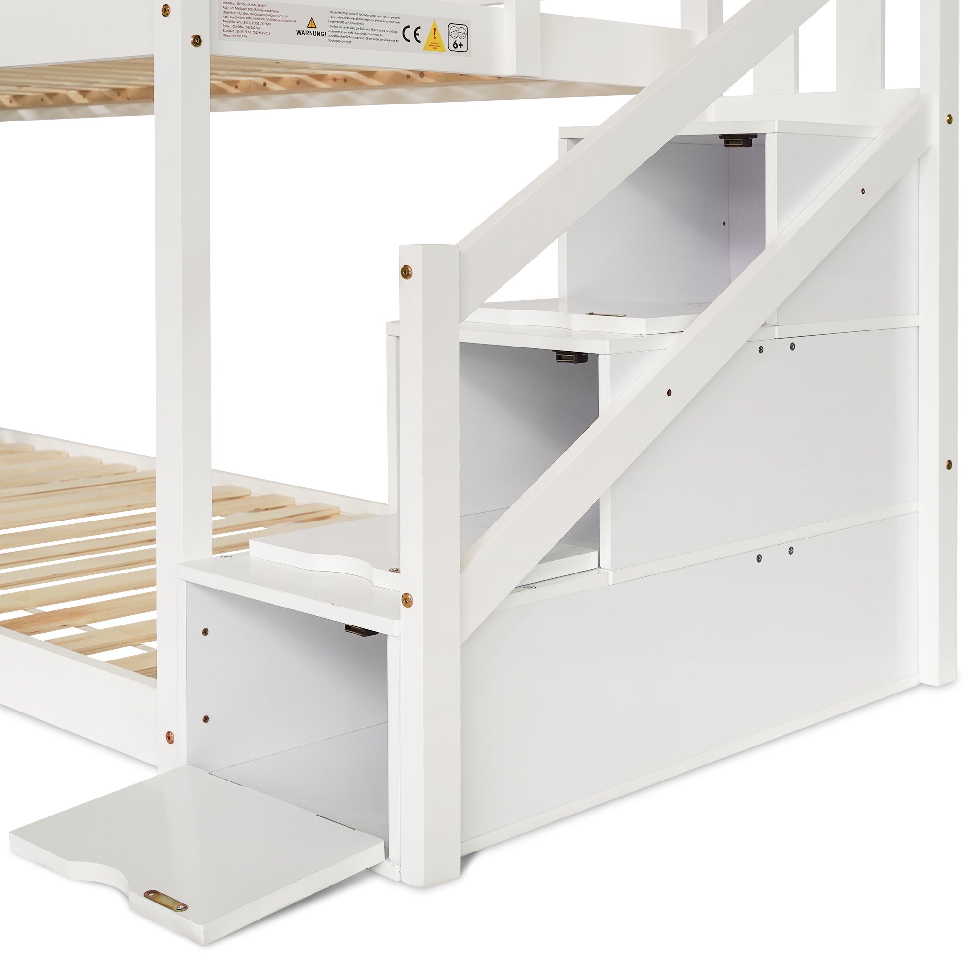 Logidon kinderbed boomhut hoogslaper 90x200 wit met valbeveiliging