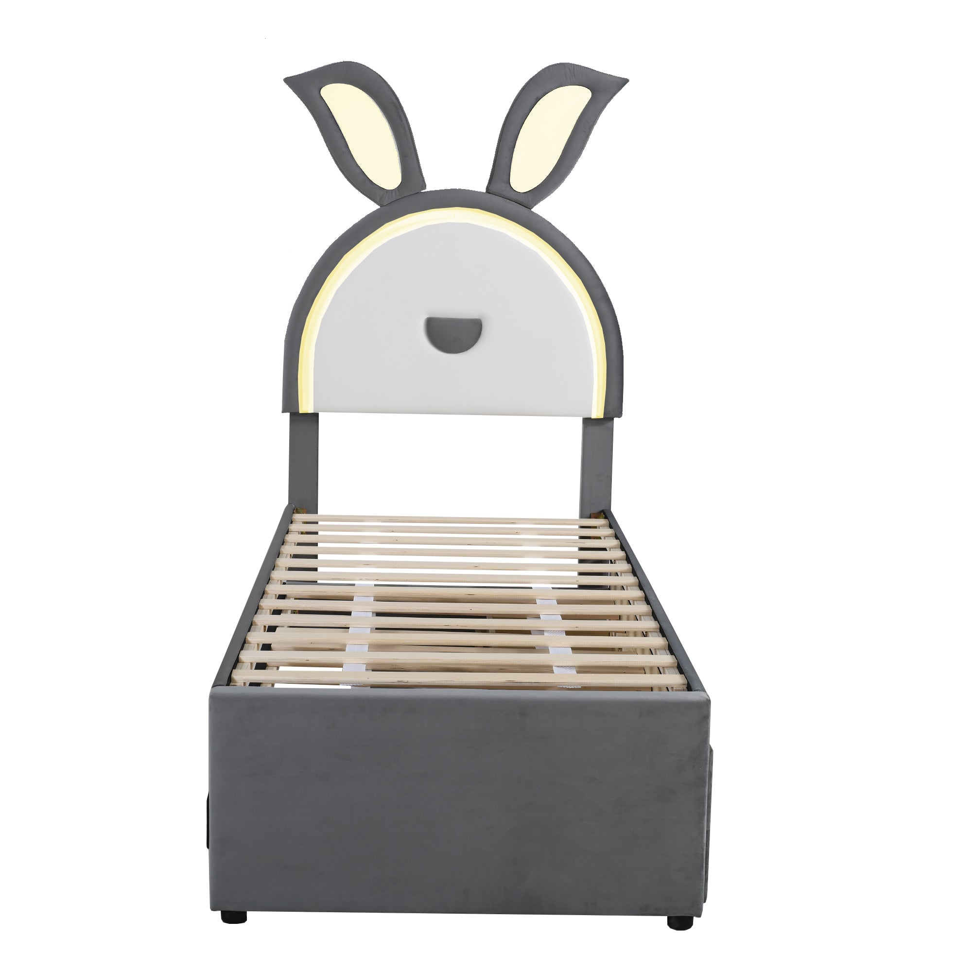Logidon children's bed 90x200 upholstered bed velvet sofa bed extendable gray