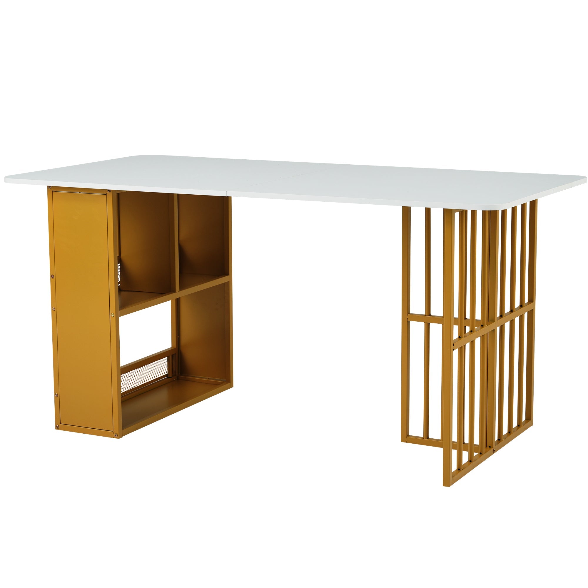 Logidon eetkamertafel 160x80 wit met opbergruimte goud frame