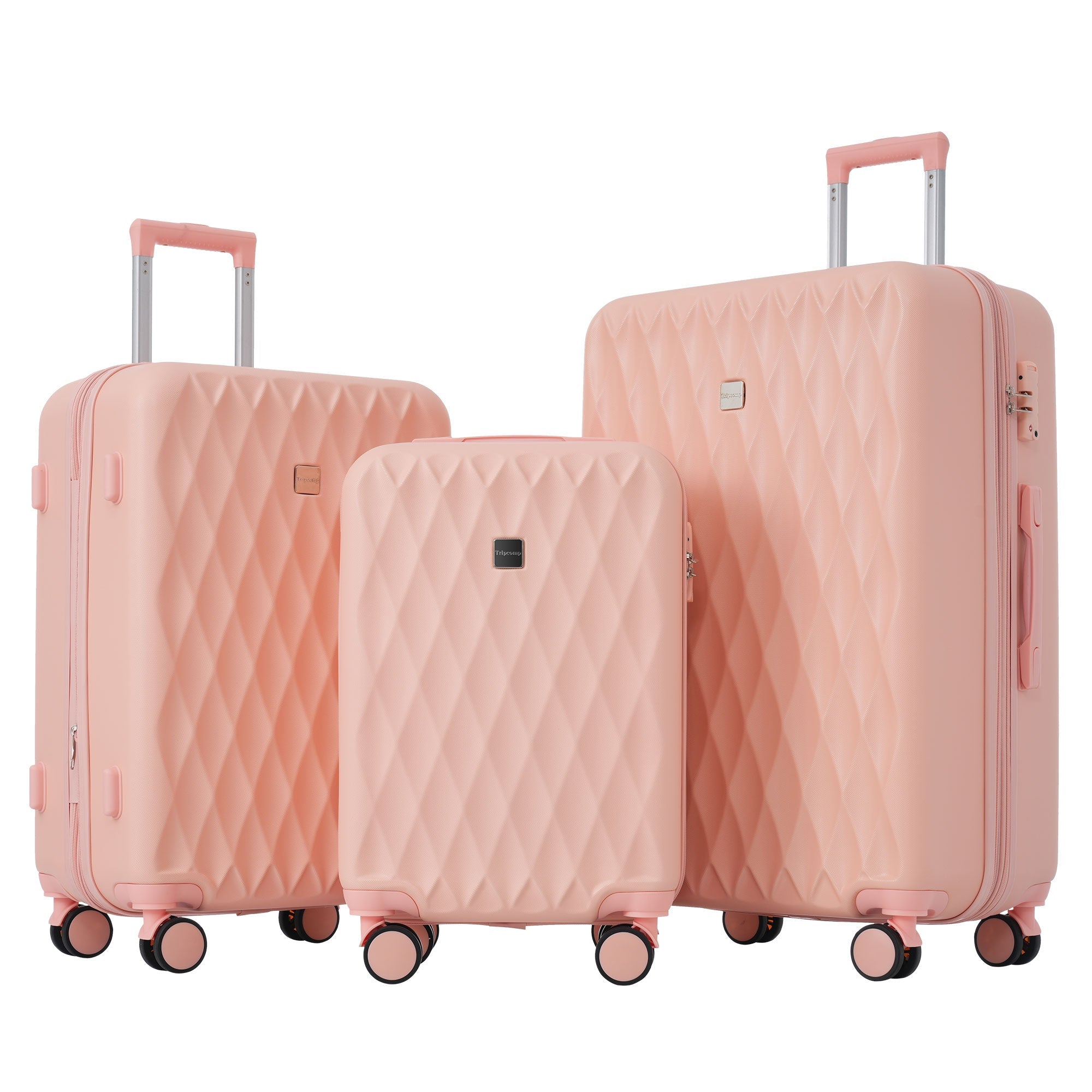 Logidon kofferset M L XL roze harde schaal 4 wielen TSA