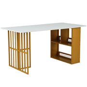Logidon eetkamertafel 160x80 wit met opbergruimte goud frame