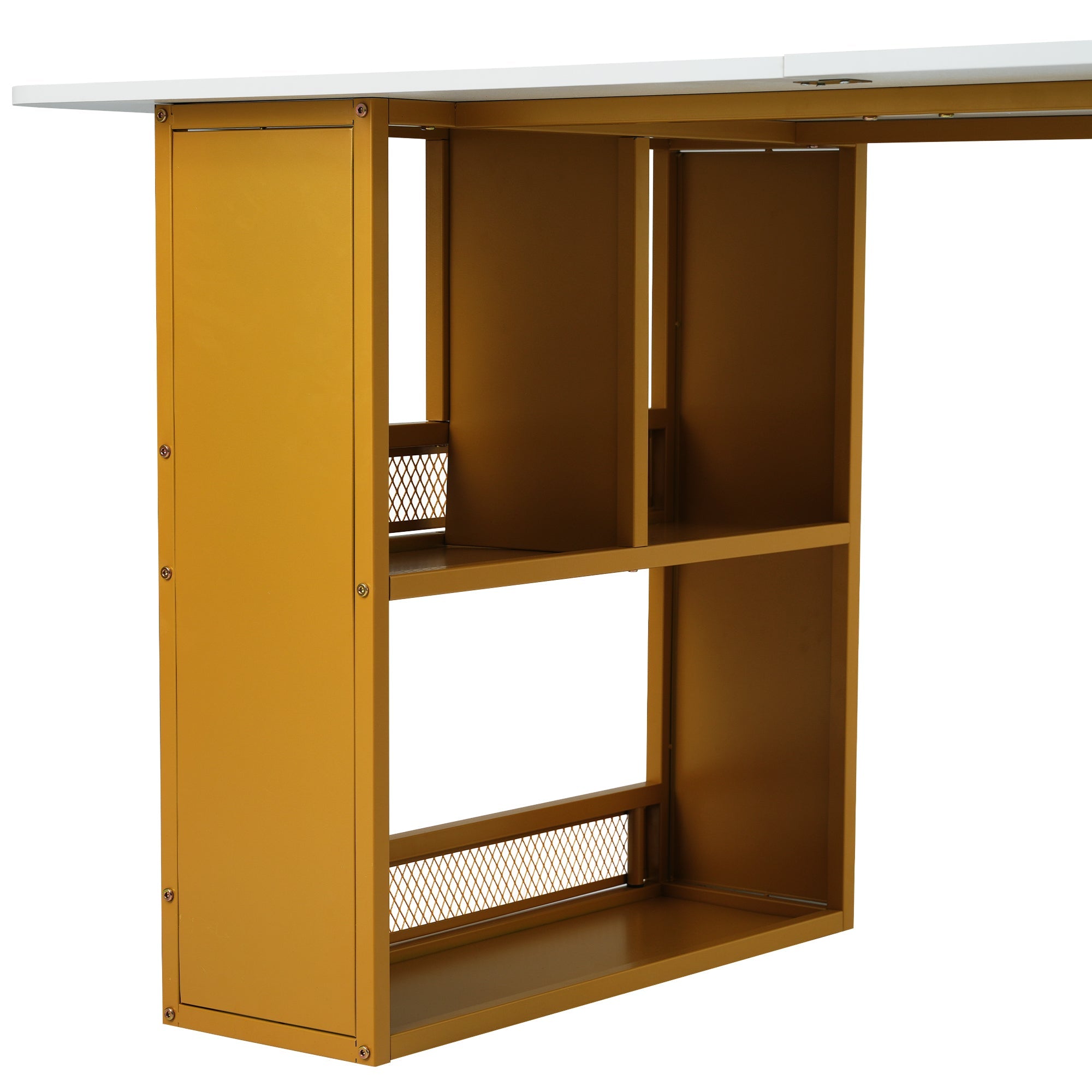 Logidon eetkamertafel 160x80 wit met opbergruimte goud frame