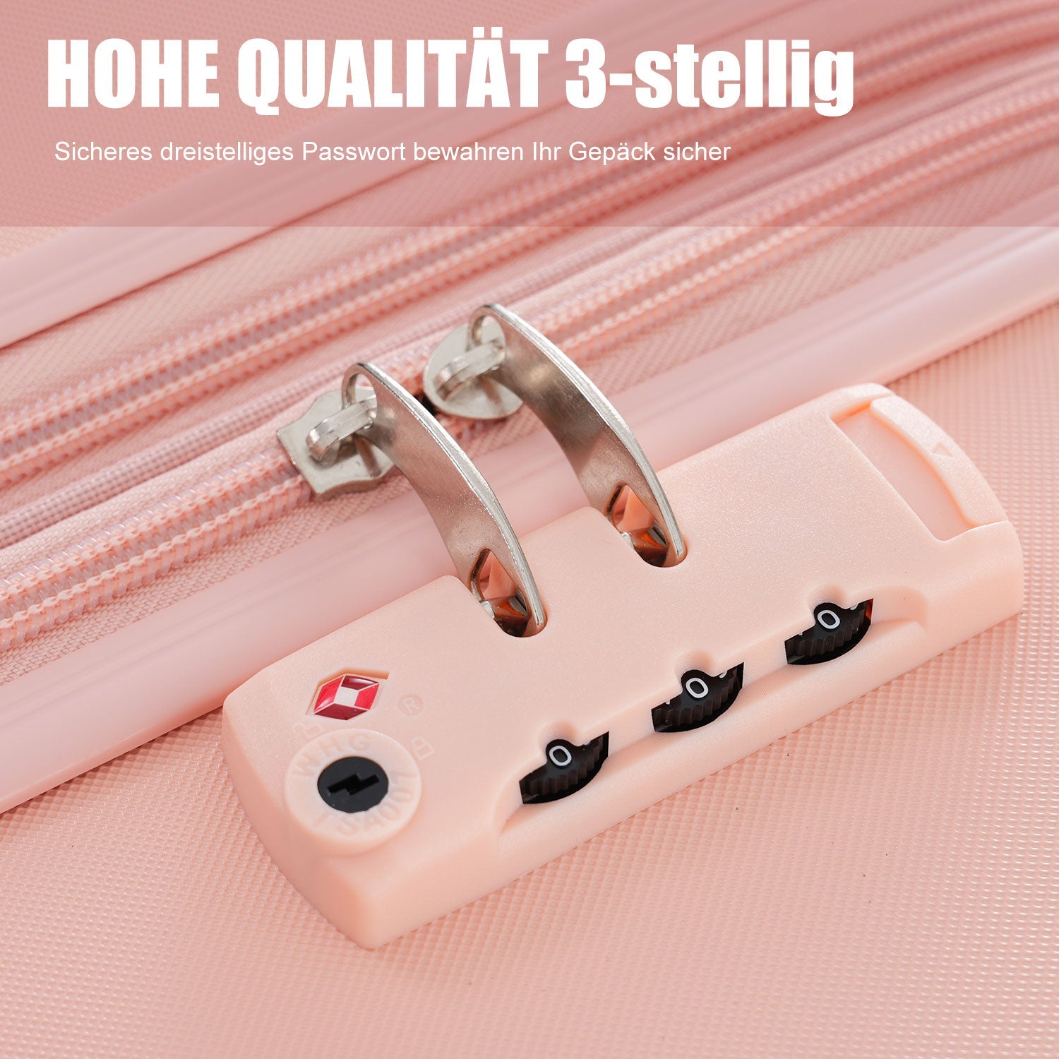 Logidon hardshell koffer roze, 4 wielen, TSA slot, handbagage