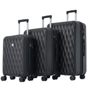 Logidon kofferset M-L-XL harde schaal, ABS, 4 wielen, zwart
