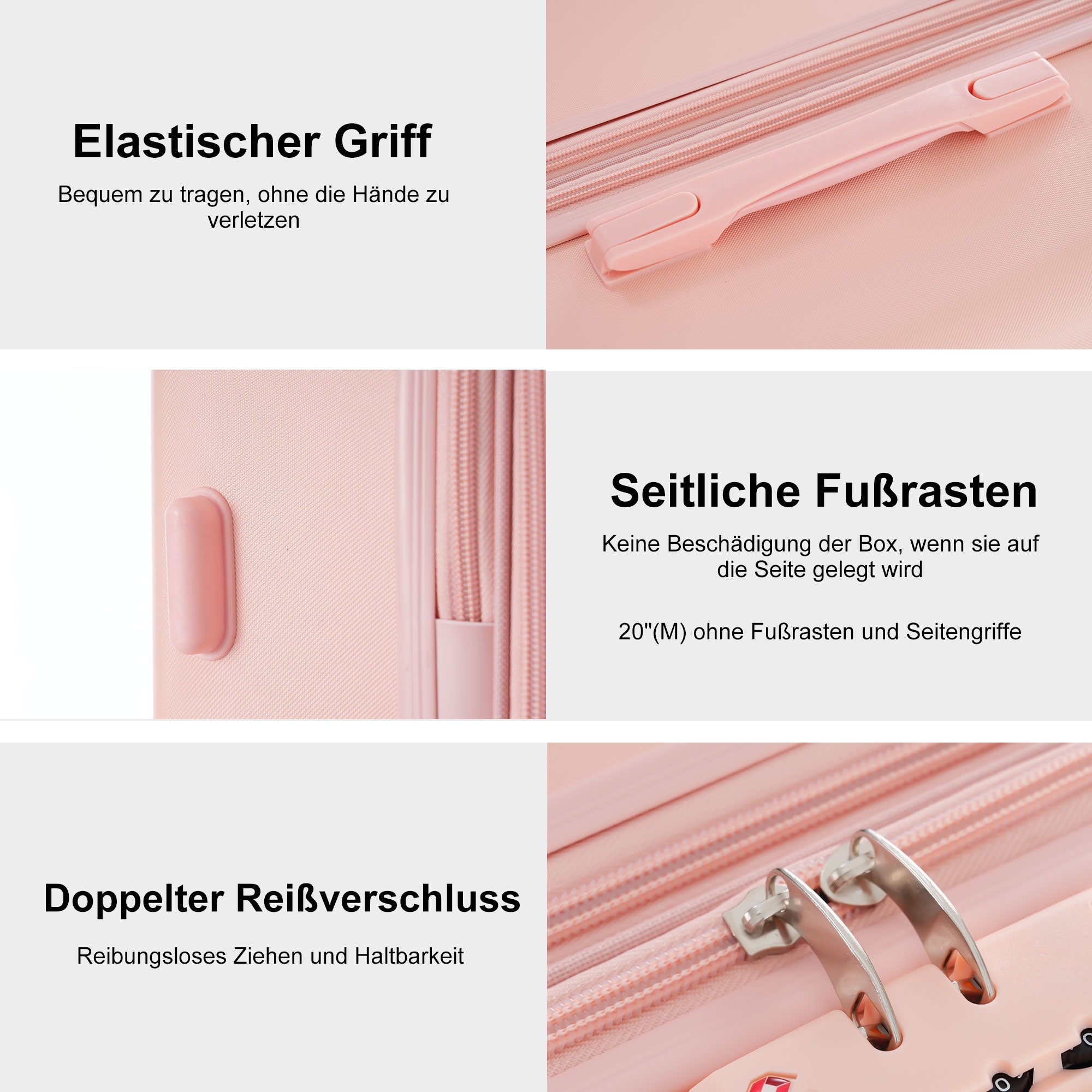 Logidon kofferset M L XL roze harde schaal 4 wielen TSA