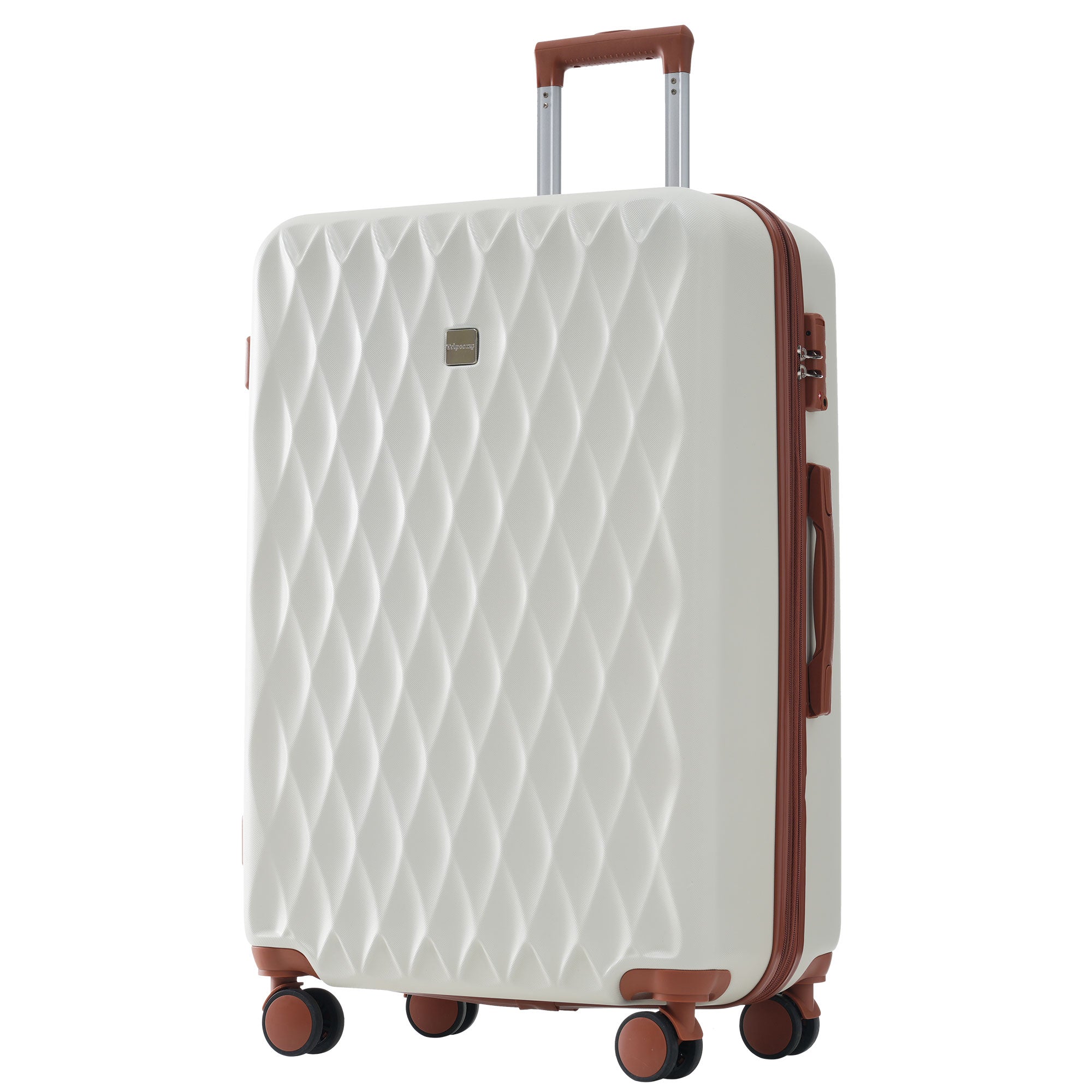 Logidon harde koffer 24 inch rolkoffer crèmebruin TSA-slot
