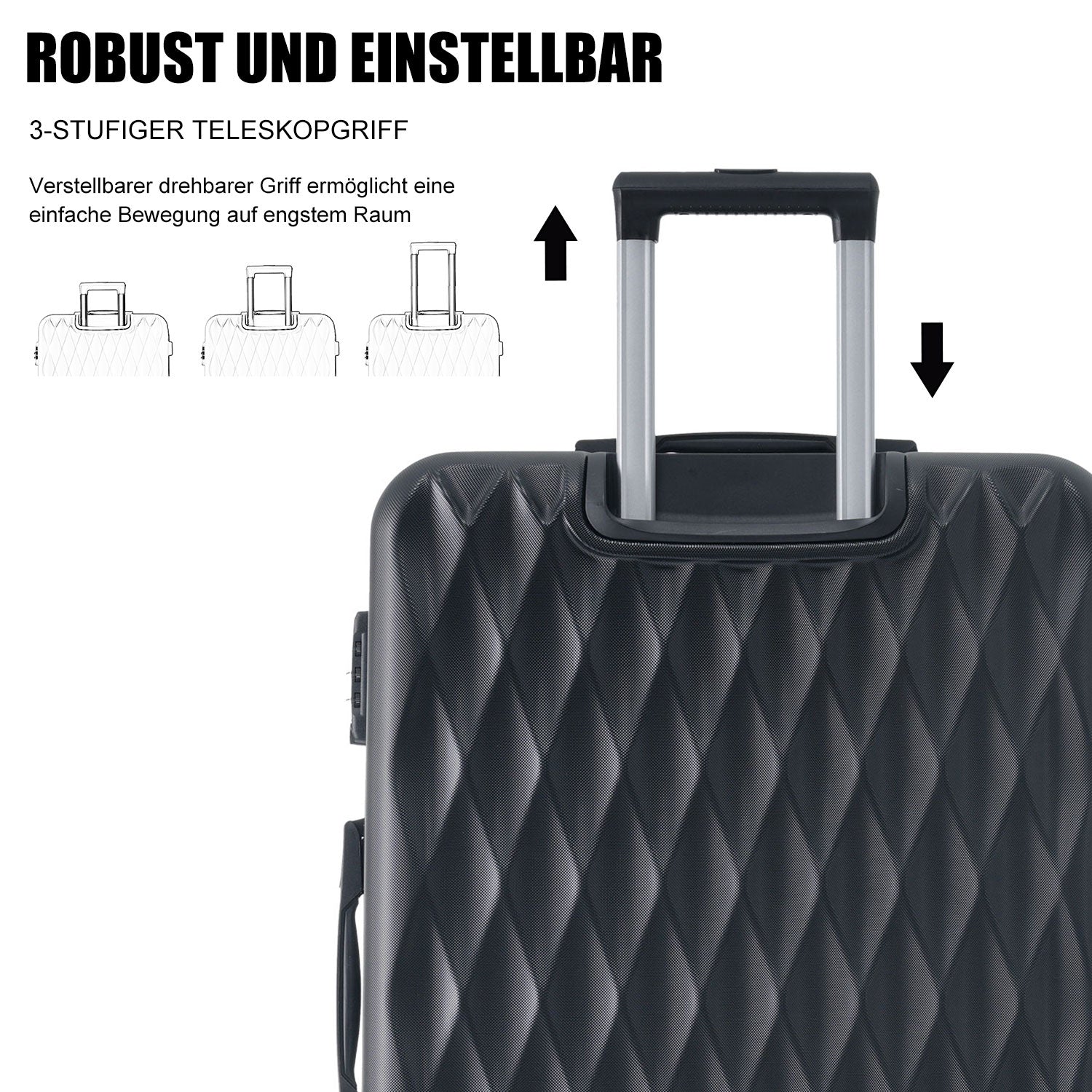 Logidon Hardshell Koffer Zwart TSA 4 Wielen 36x23x56 Cm
