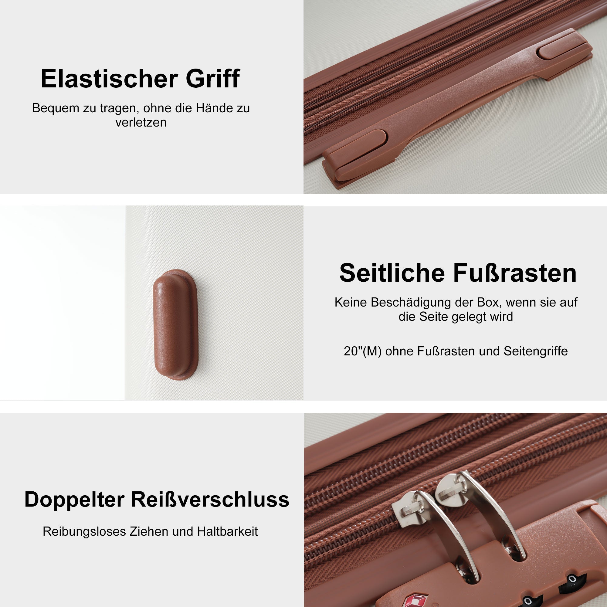 Logidon harde koffer 24 inch rolkoffer crèmebruin TSA-slot