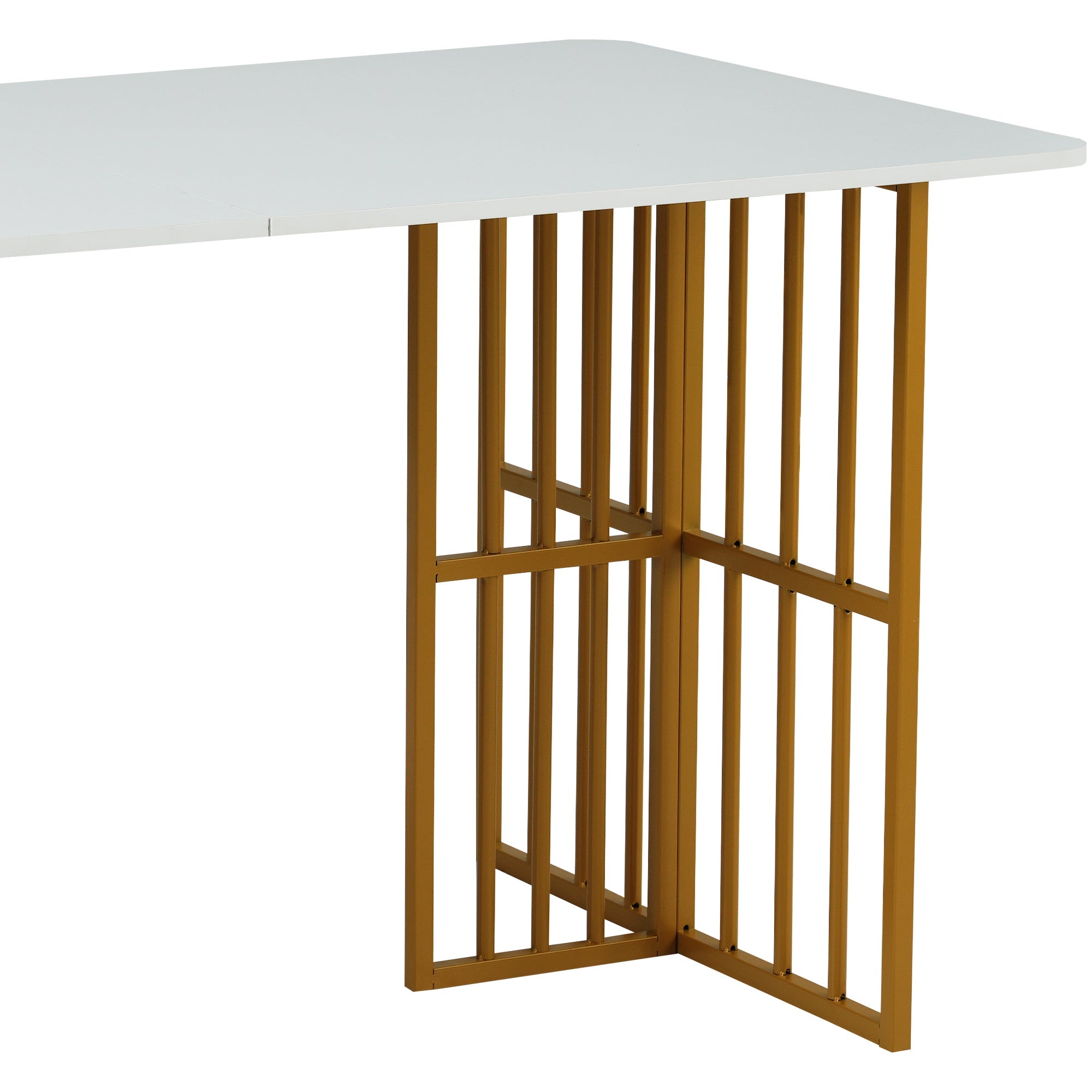 Logidon eetkamertafel 160x80 wit met opbergruimte goud frame