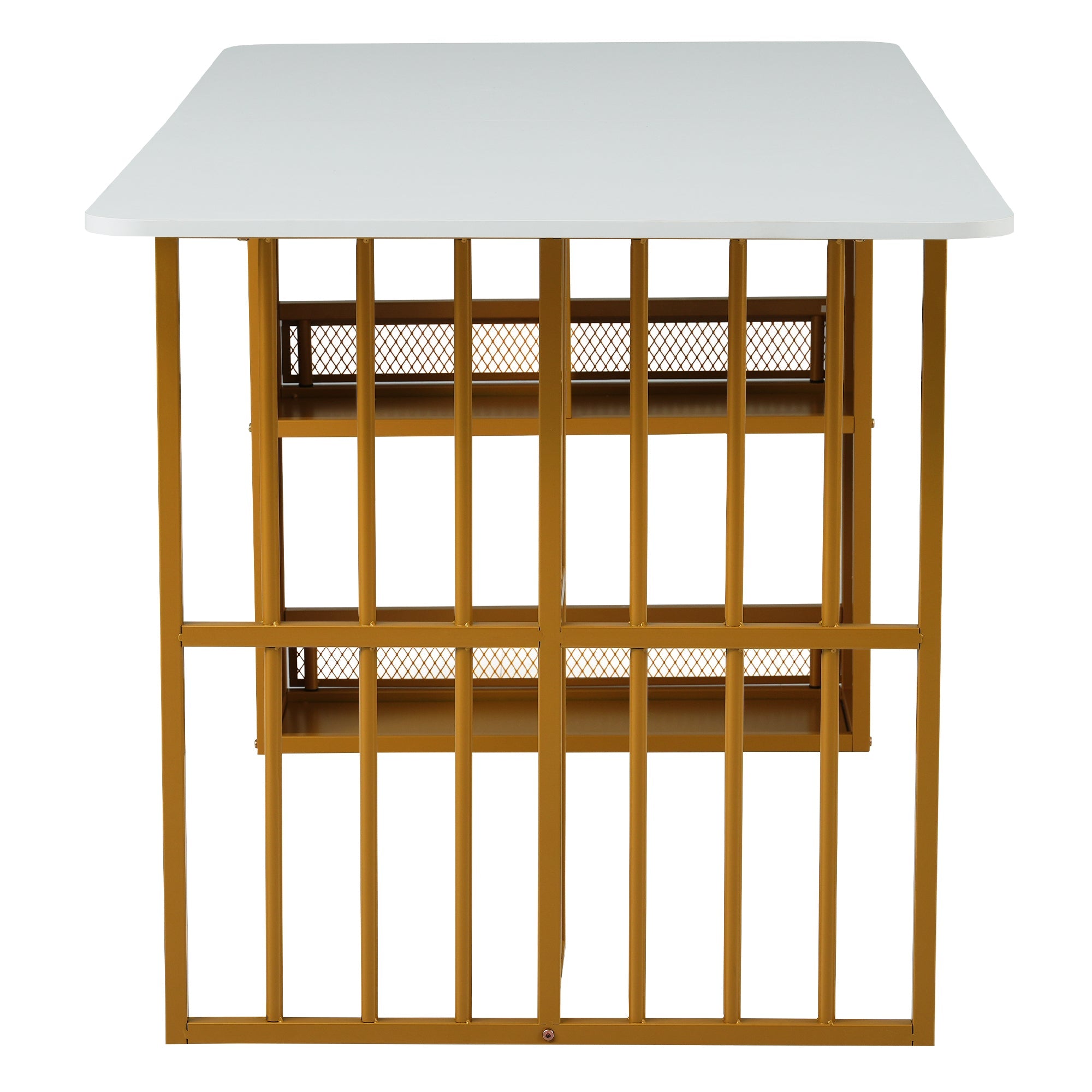Logidon eetkamertafel 160x80 wit met opbergruimte goud frame
