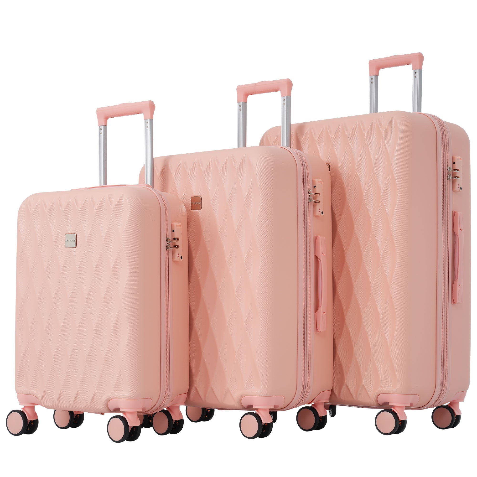 Logidon kofferset M L XL roze harde schaal 4 wielen TSA