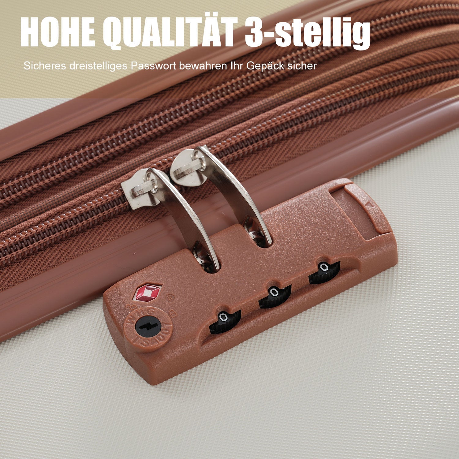 Logidon harde koffer 24 inch rolkoffer crèmebruin TSA-slot