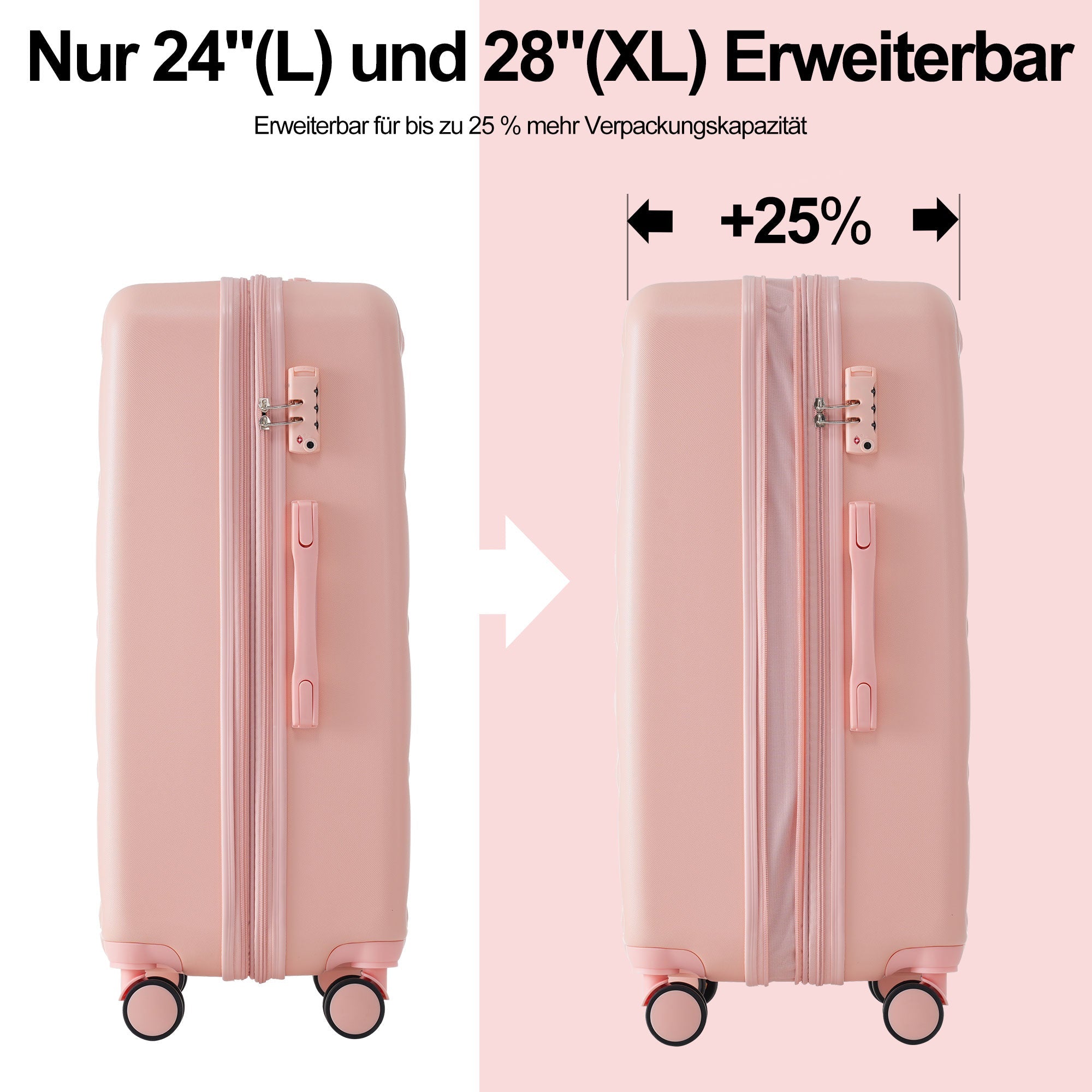 Logidon harde koffer 20 inch roze handbagage wielen TSA-sleuf