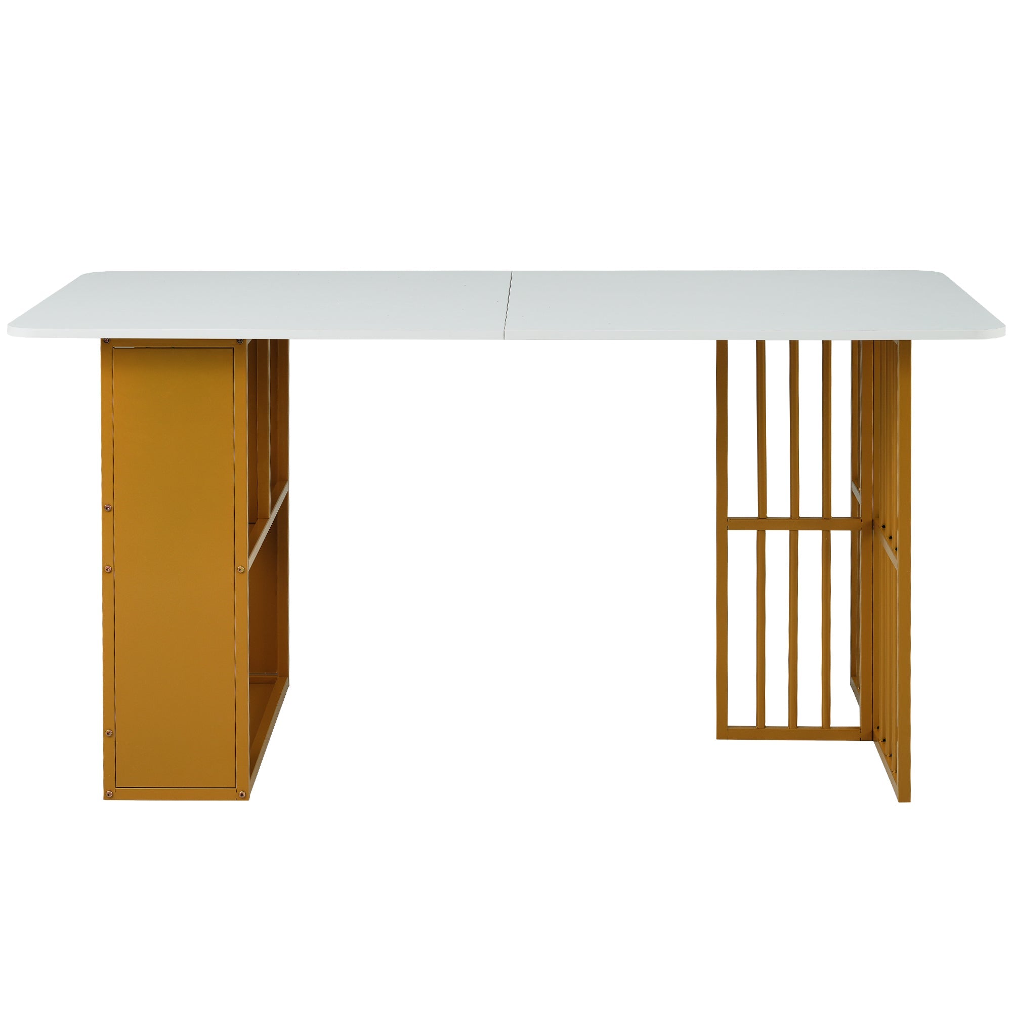 Logidon eetkamertafel 160x80 wit met opbergruimte goud frame
