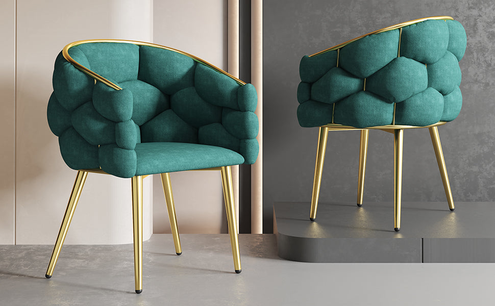 Logidon Luxury Velor Chair Green Bubble With Gold-Plated Legs