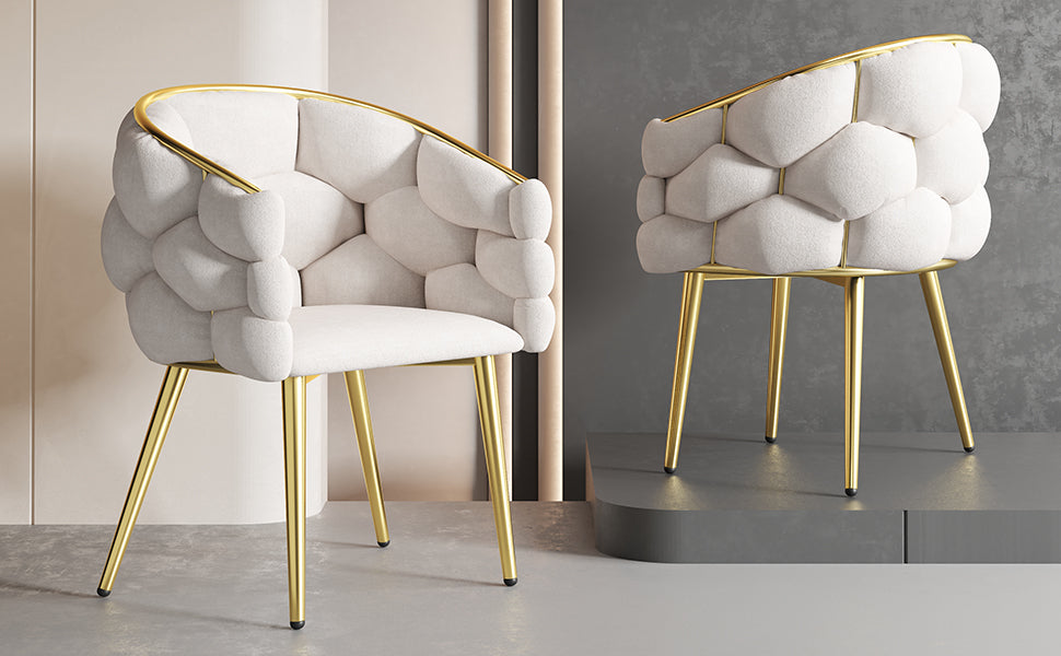Logidon Luxury Velvet Chair Beige With Golden Legs Dining Chair