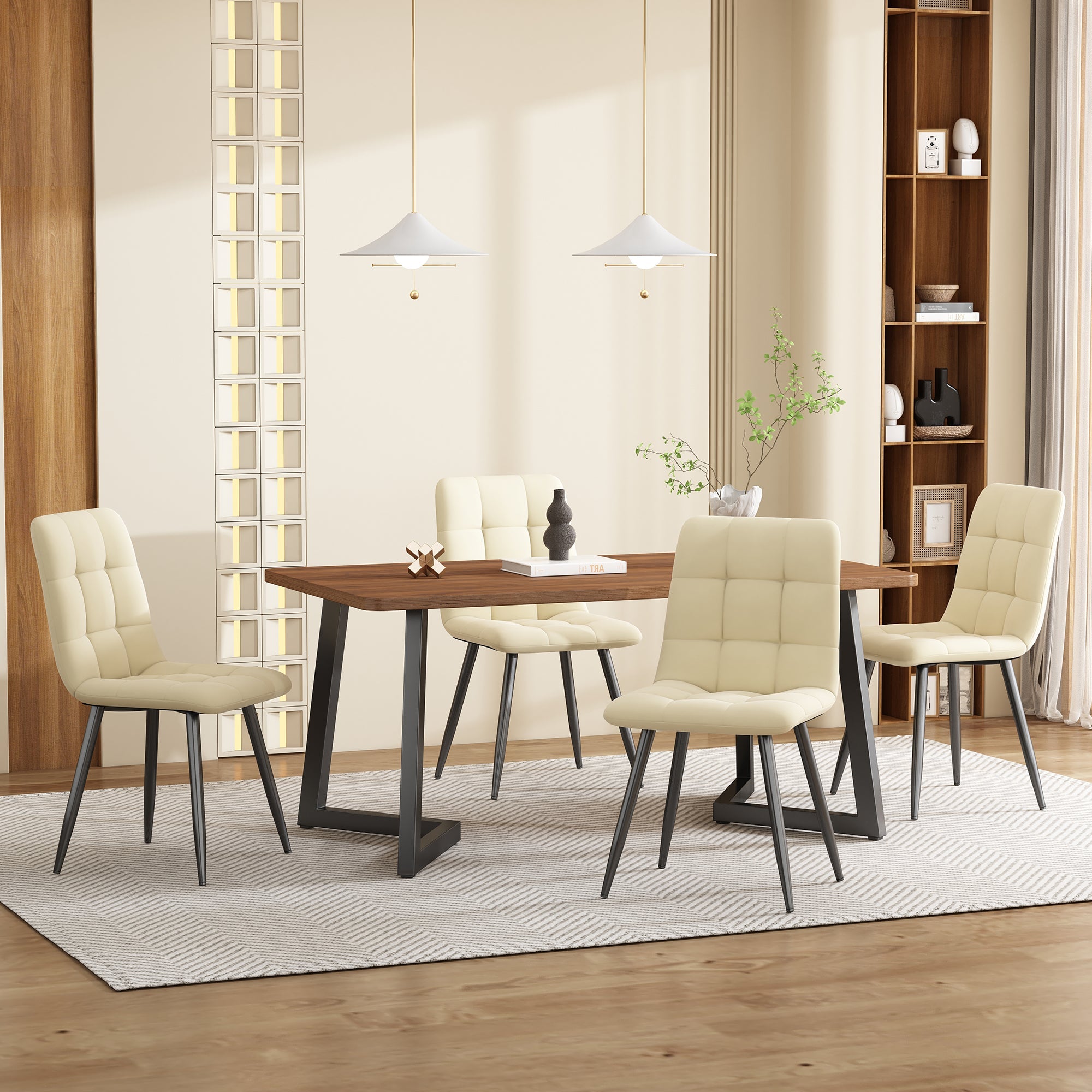 Logidon eettafel 117x68 cm zwart walnoot houtnerf metalen poten
