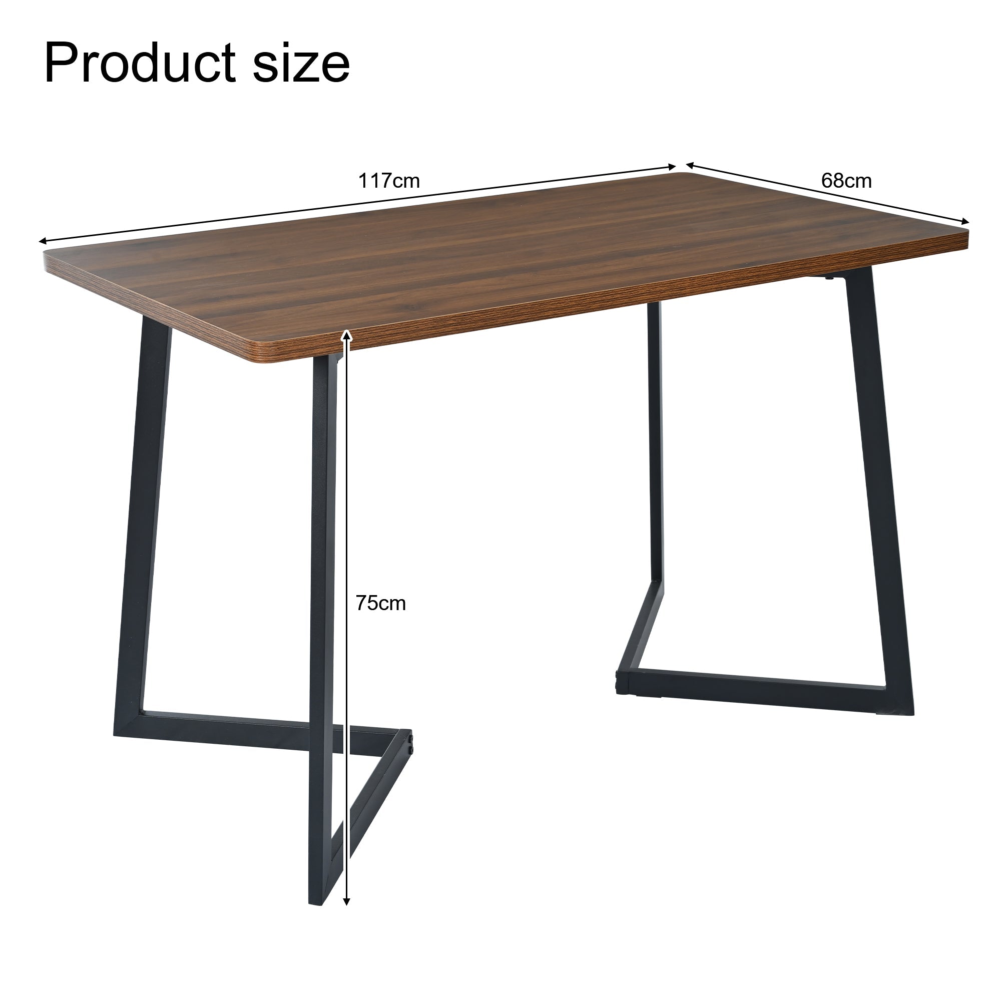 Logidon eettafel 117x68 cm zwart walnoot houtnerf metalen poten