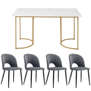 Logidon eetgroep 140x80cm eettafelset 4 stoelen grijs fluweel