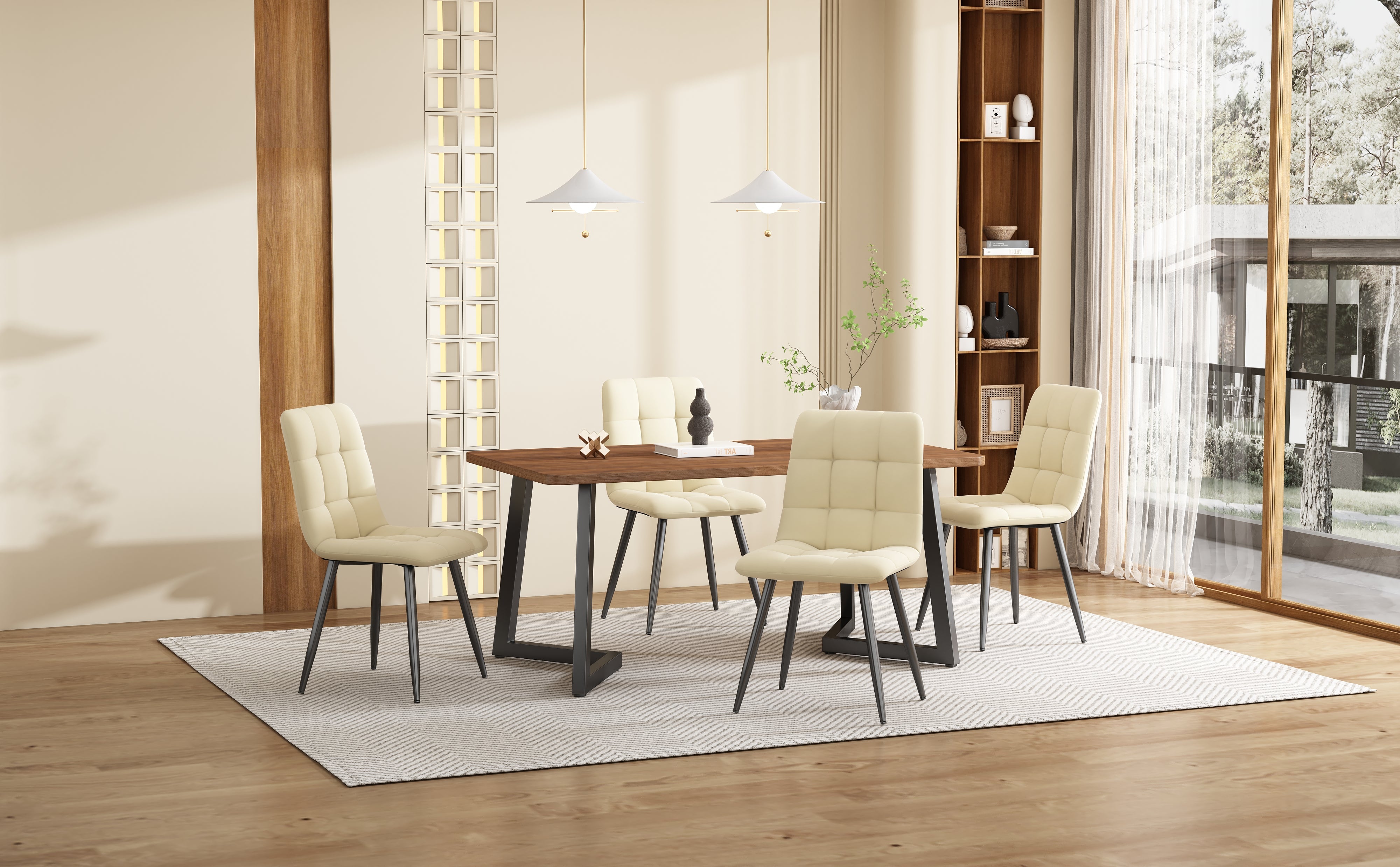 Logidon eettafel 117x68 cm zwart walnoot houtnerf metalen poten