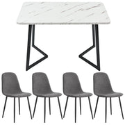 Logidon eetgroep 5-delige moderne gedekte tafel marmeren tafel grijze stoelen
