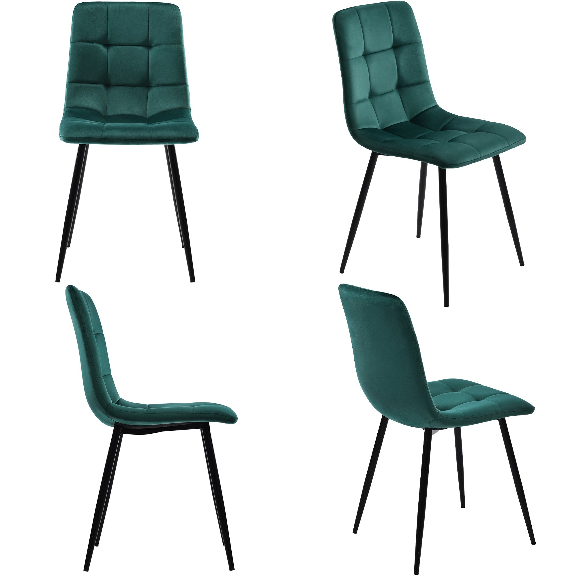 Logidon dining group 5-piece white dining table 140x80 dark green velvet chairs