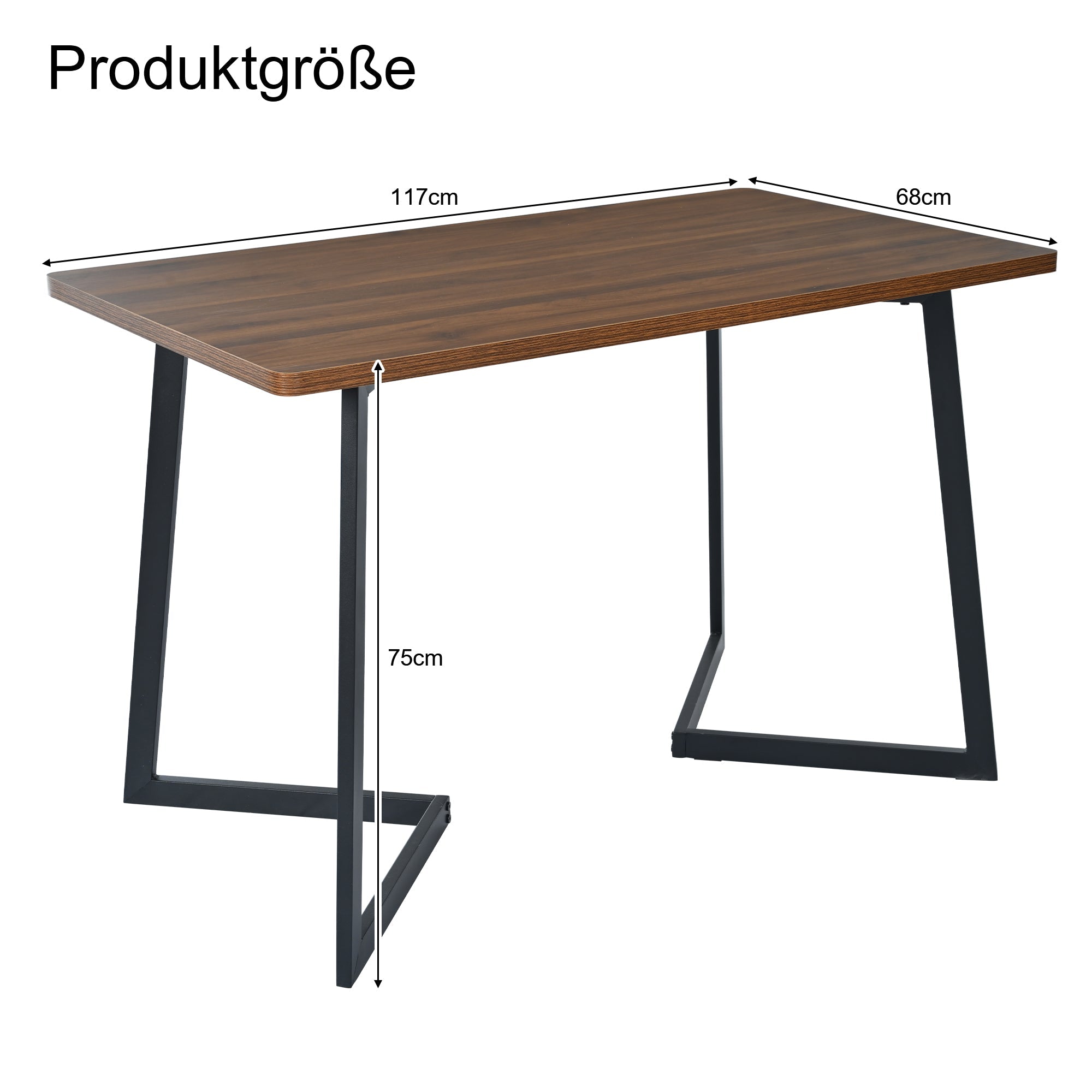 Logidon eettafel 117x68 cm zwart walnoot houtnerf metalen poten