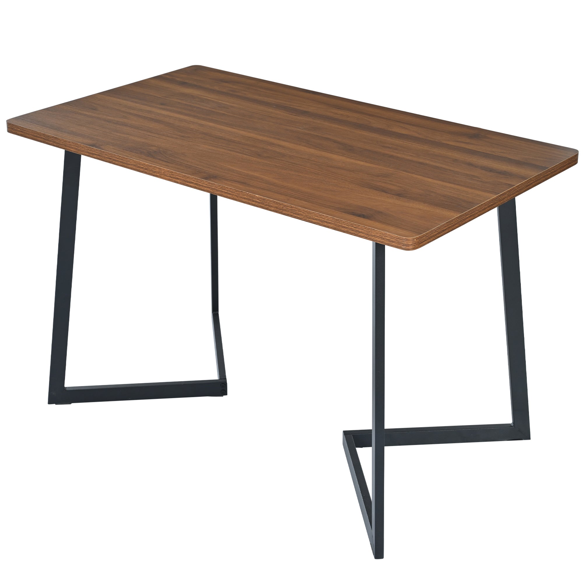 Logidon eettafel 117x68 cm zwart walnoot houtnerf metalen poten