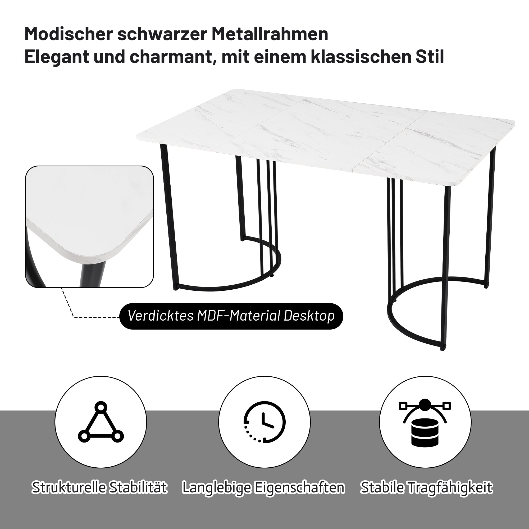 Logidon eetgroep 5-delig 140x80 cm witte MDF tafel donkergroene stoelen